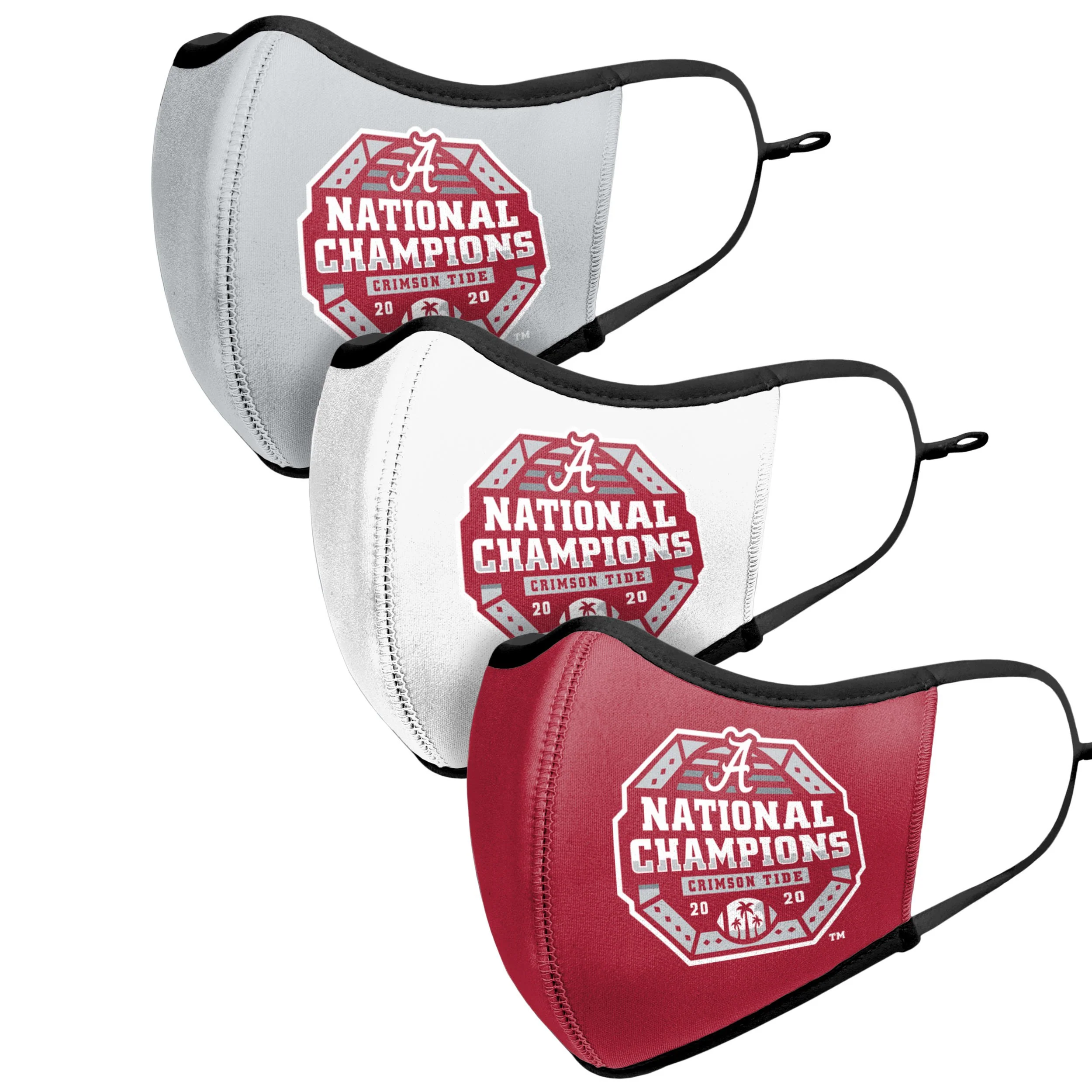Alabama Crimson Tide NCAA 2020 Football National Champions Sport 3 Pack Face Cover - Image 4