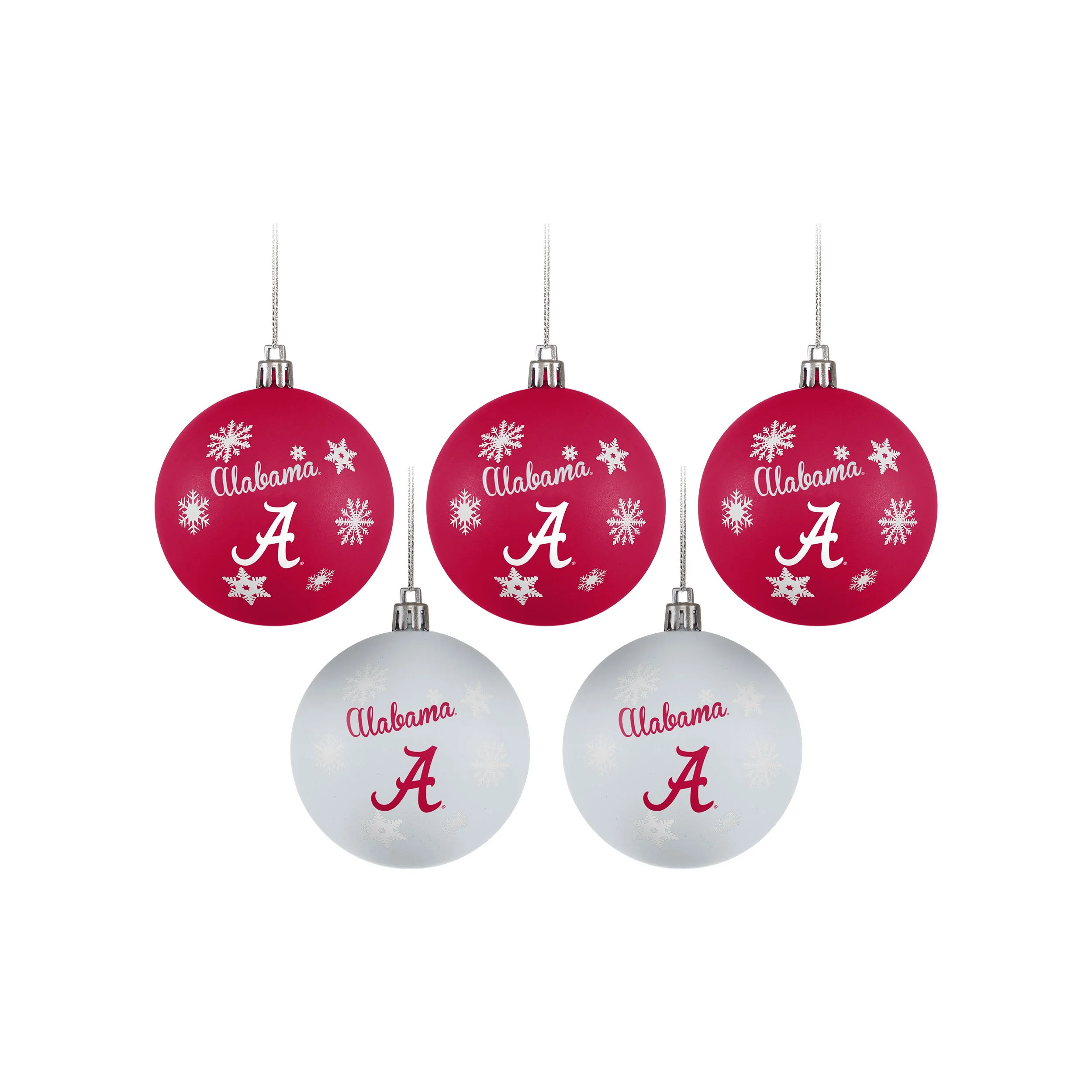 Alabama Crimson Tide NCAA 5 Pack Shatterproof Ball Ornament Set