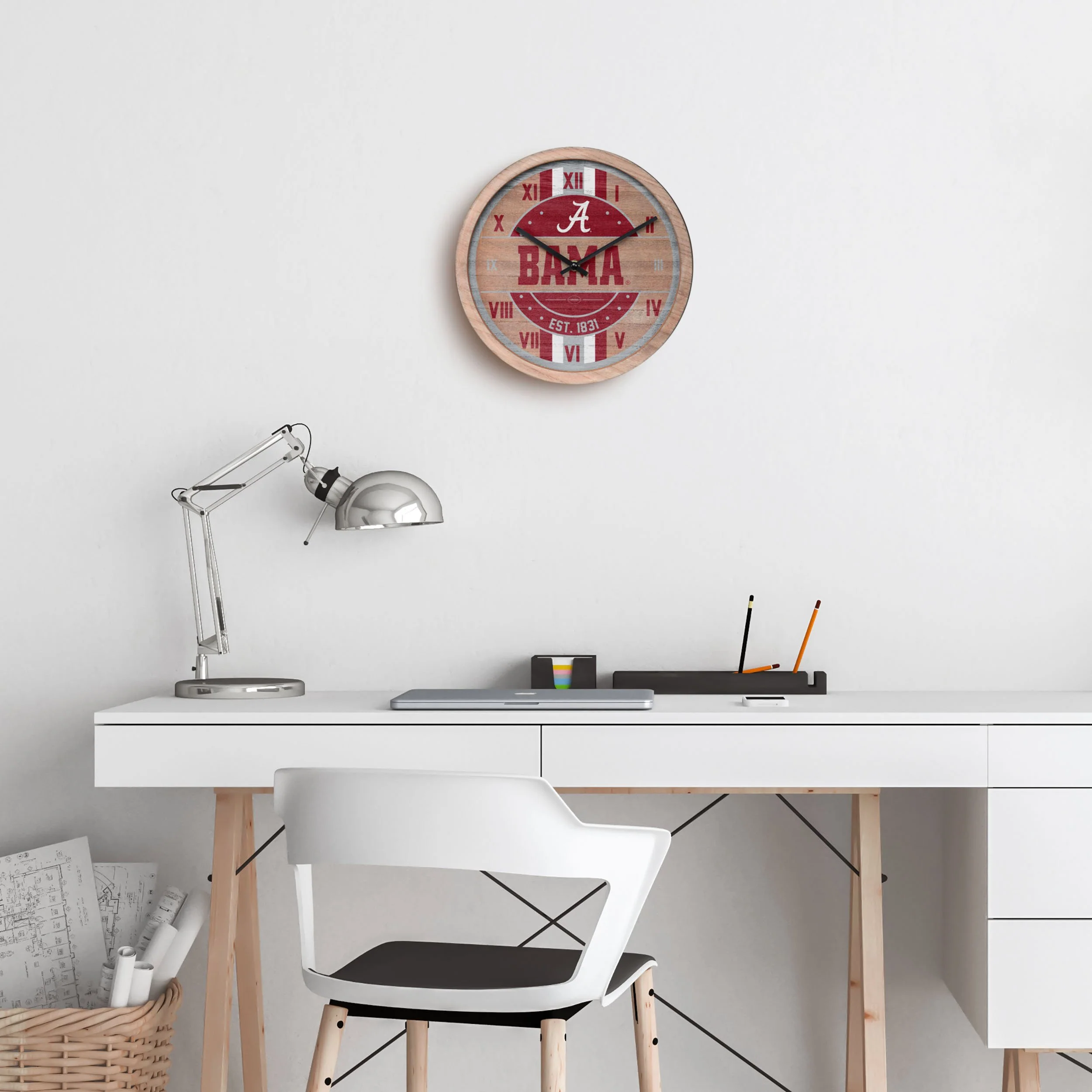 Alabama Crimson Tide NCAA Barrel Wall Clock - Image 3