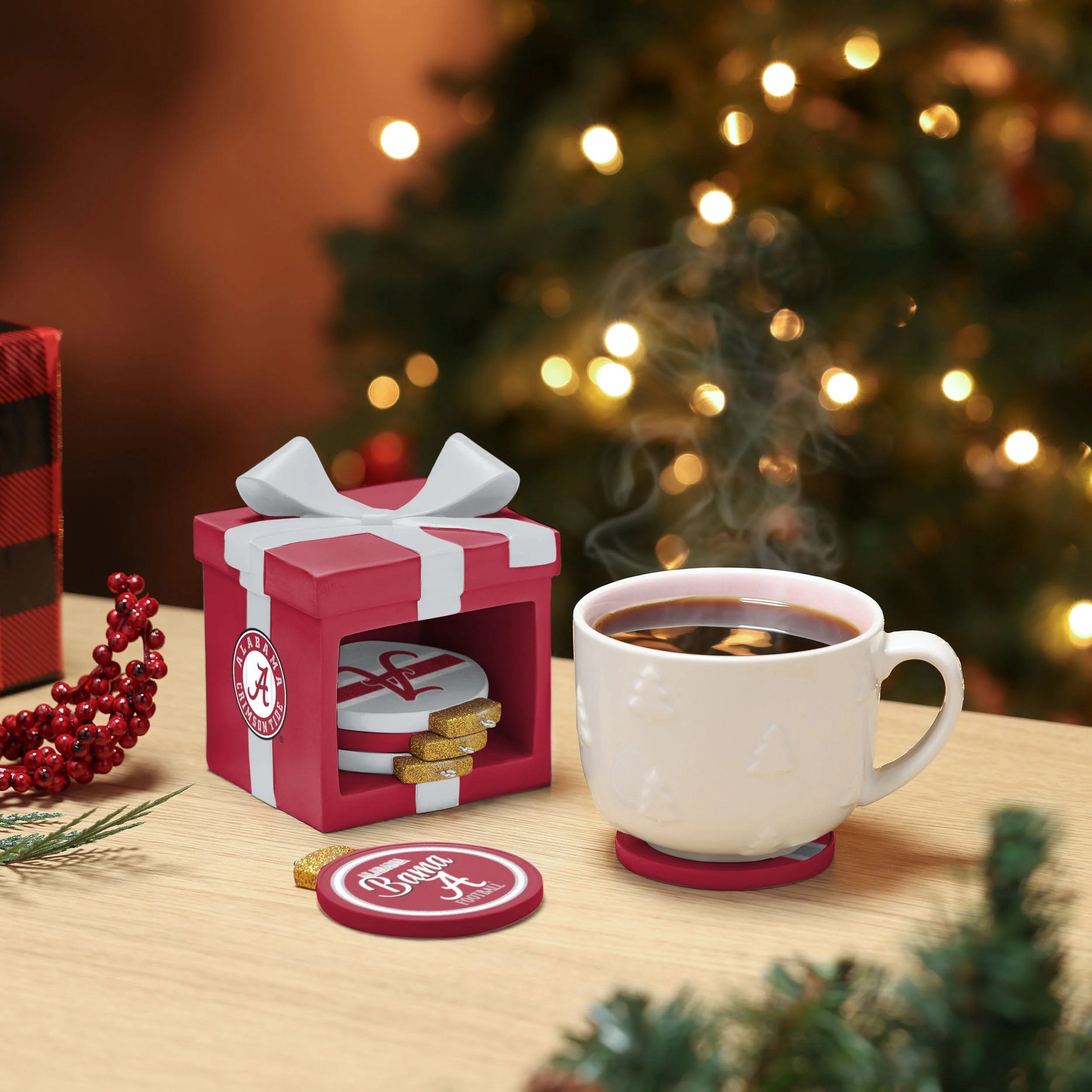 Alabama Crimson Tide NCAA Holiday 5 Pack Coaster Set - Image 2