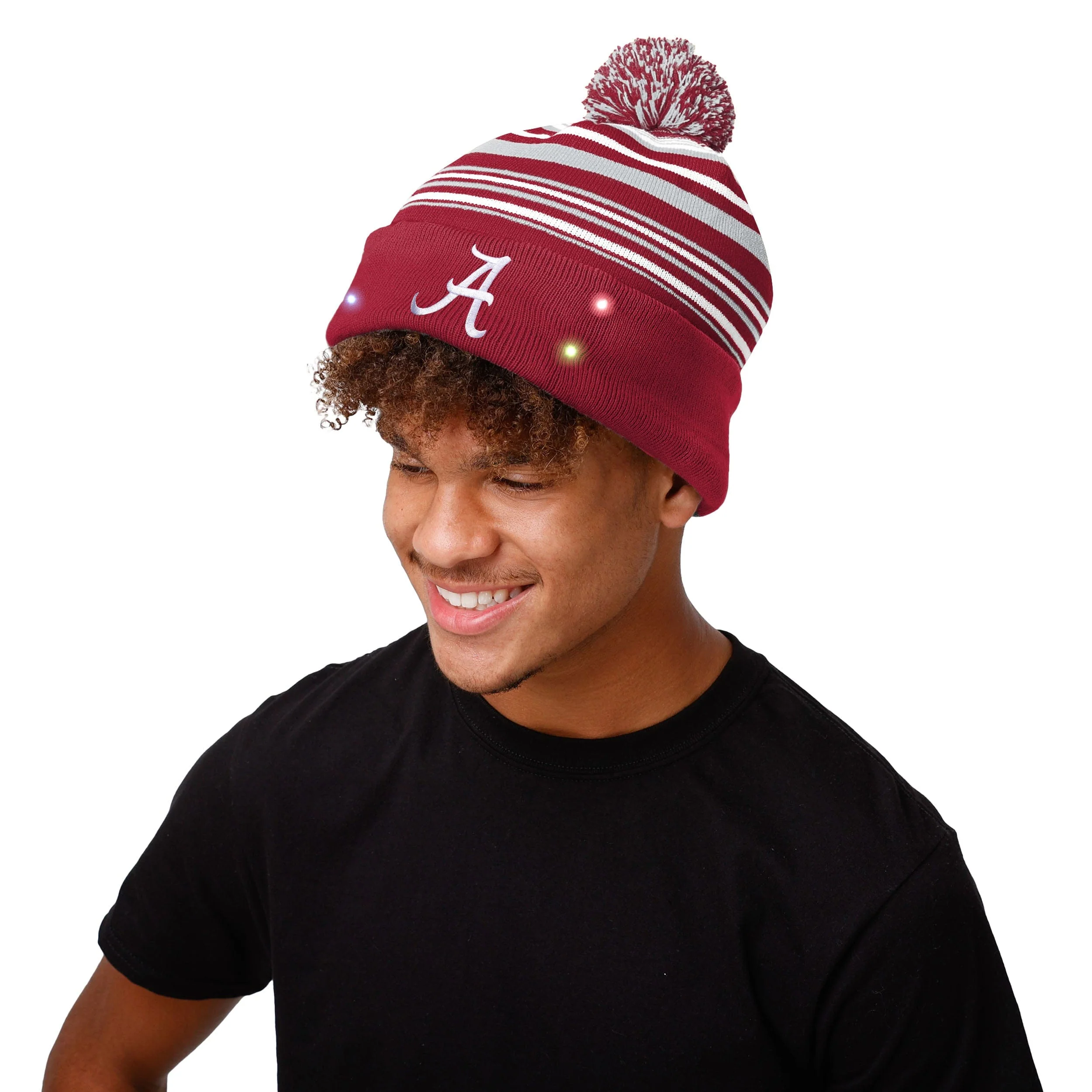 Alabama Crimson Tide NCAA Horizontal Stripe Light Up Beanie - Image 3
