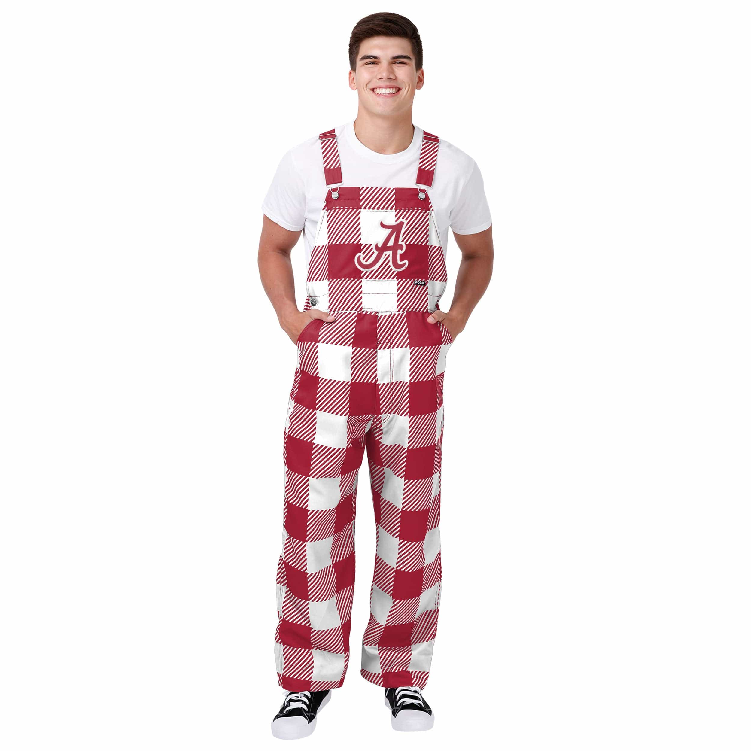 Alabama Crimson Tide NCAA Mens Plaid Bib Overalls