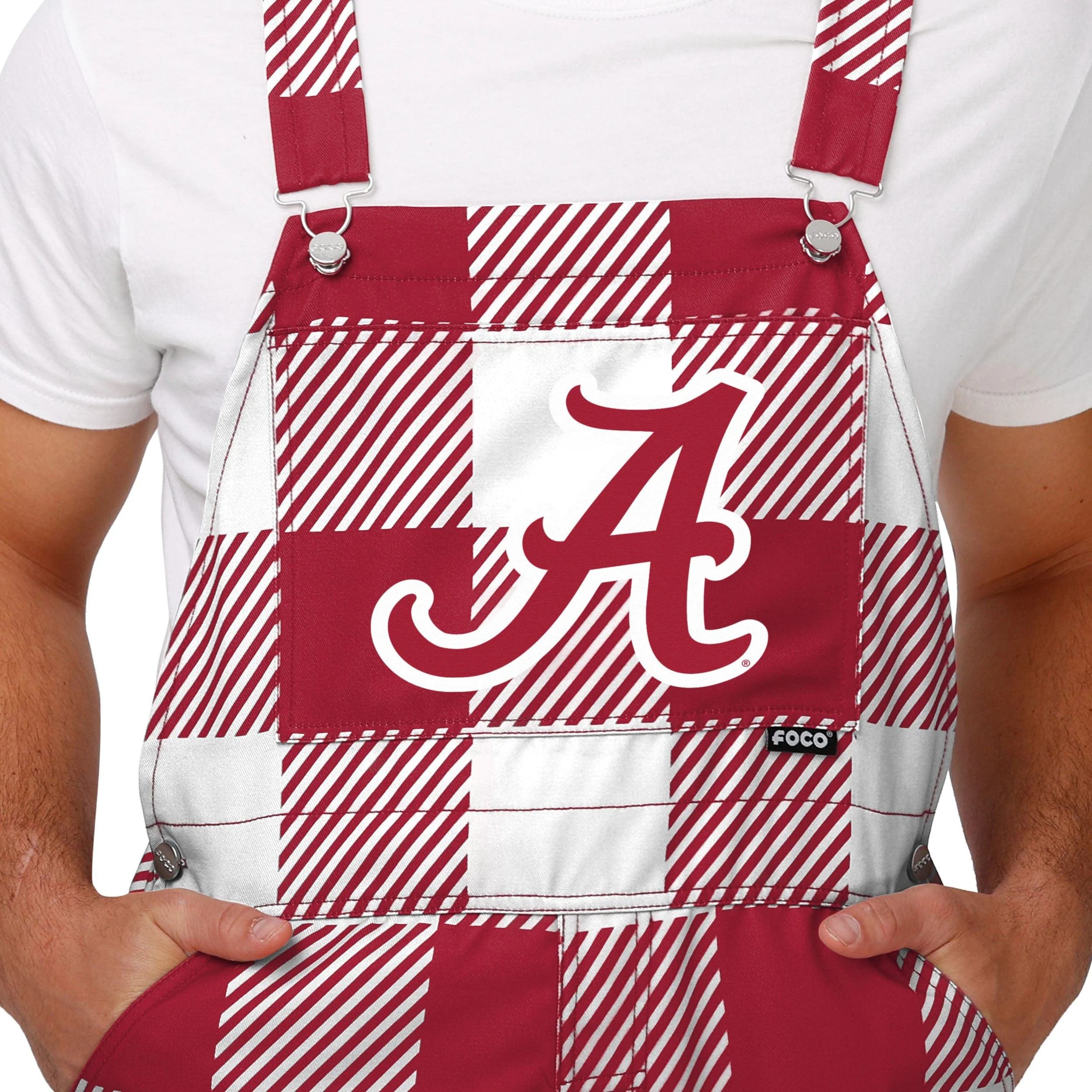 Alabama Crimson Tide NCAA Mens Plaid Bib Overalls - Image 4