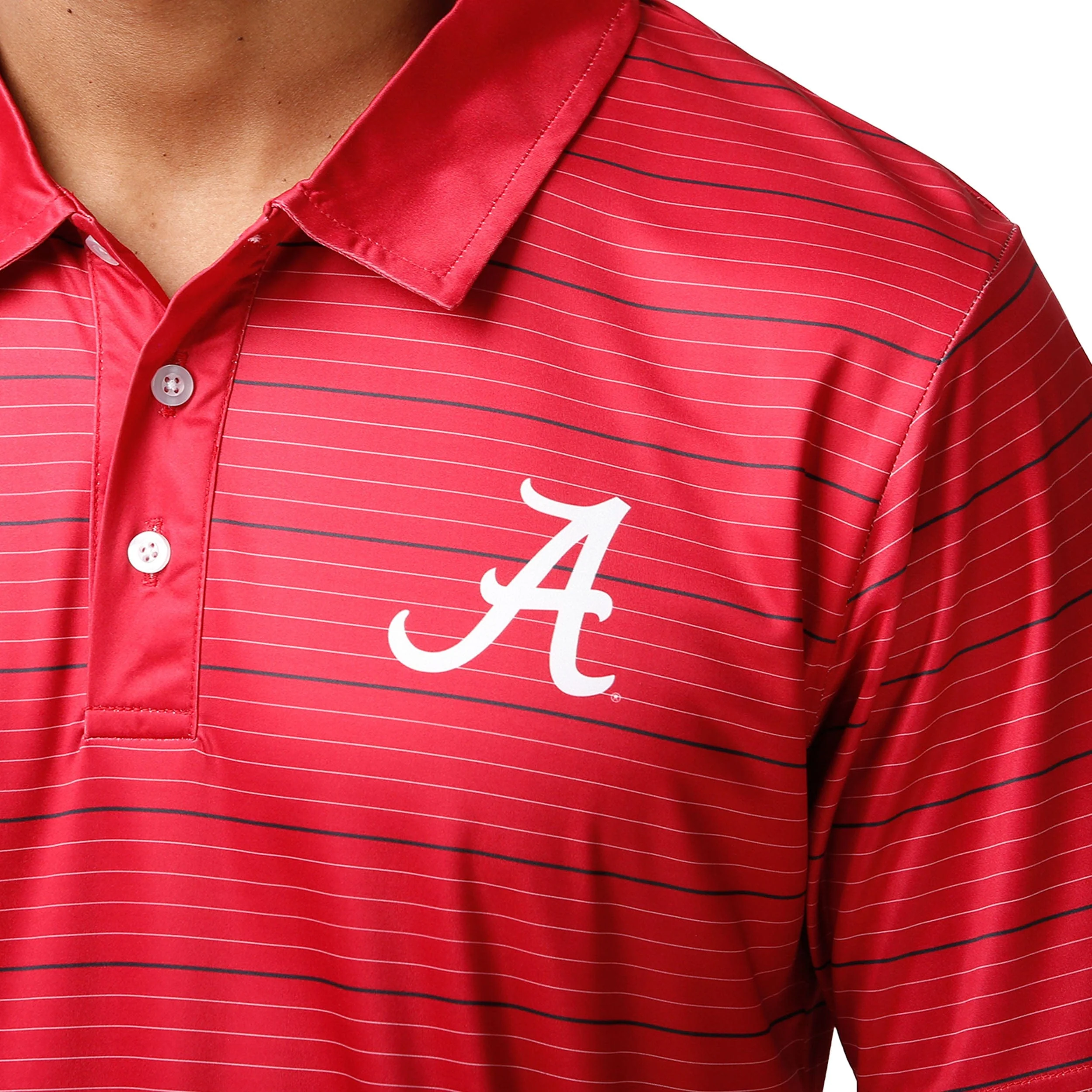 Alabama Crimson Tide NCAA Mens Striped Polyester Polo - Image 4