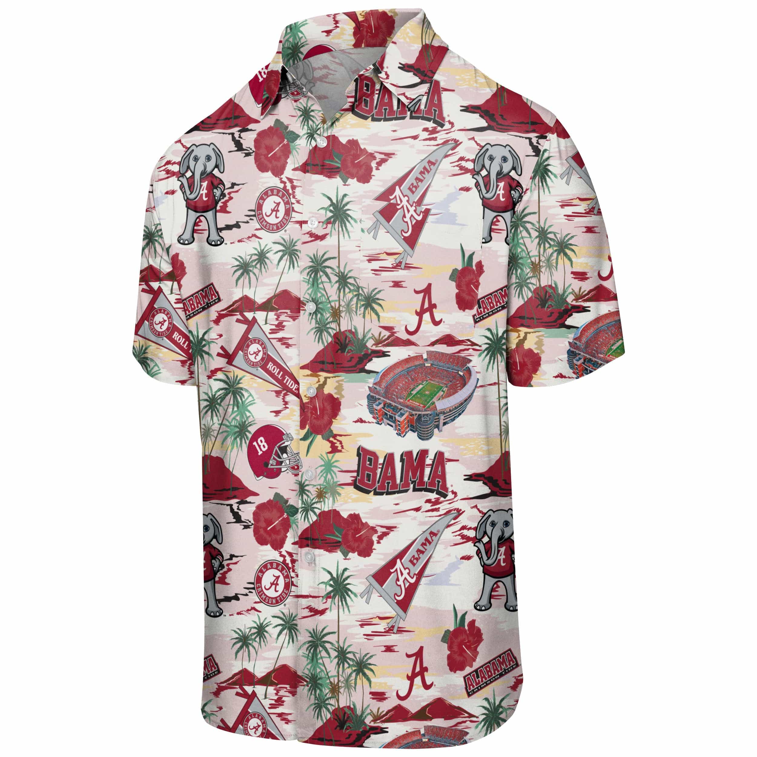 Alabama Crimson Tide NCAA Mens Thematic Stadium Print Button Up Shirt - Image 4