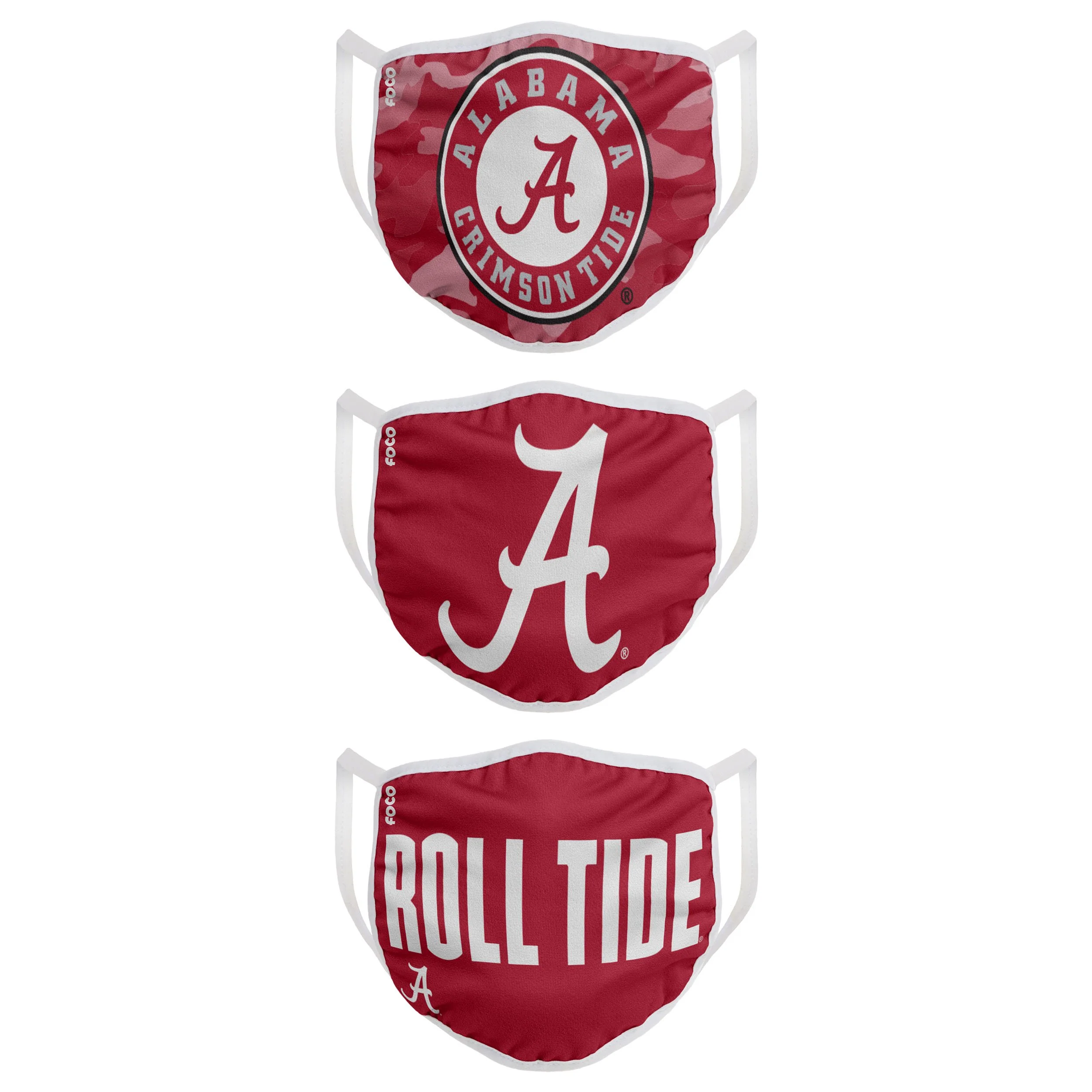 Alabama Crimson Tide NCAA Super Fan 3 Pack Face Cover - Image 2