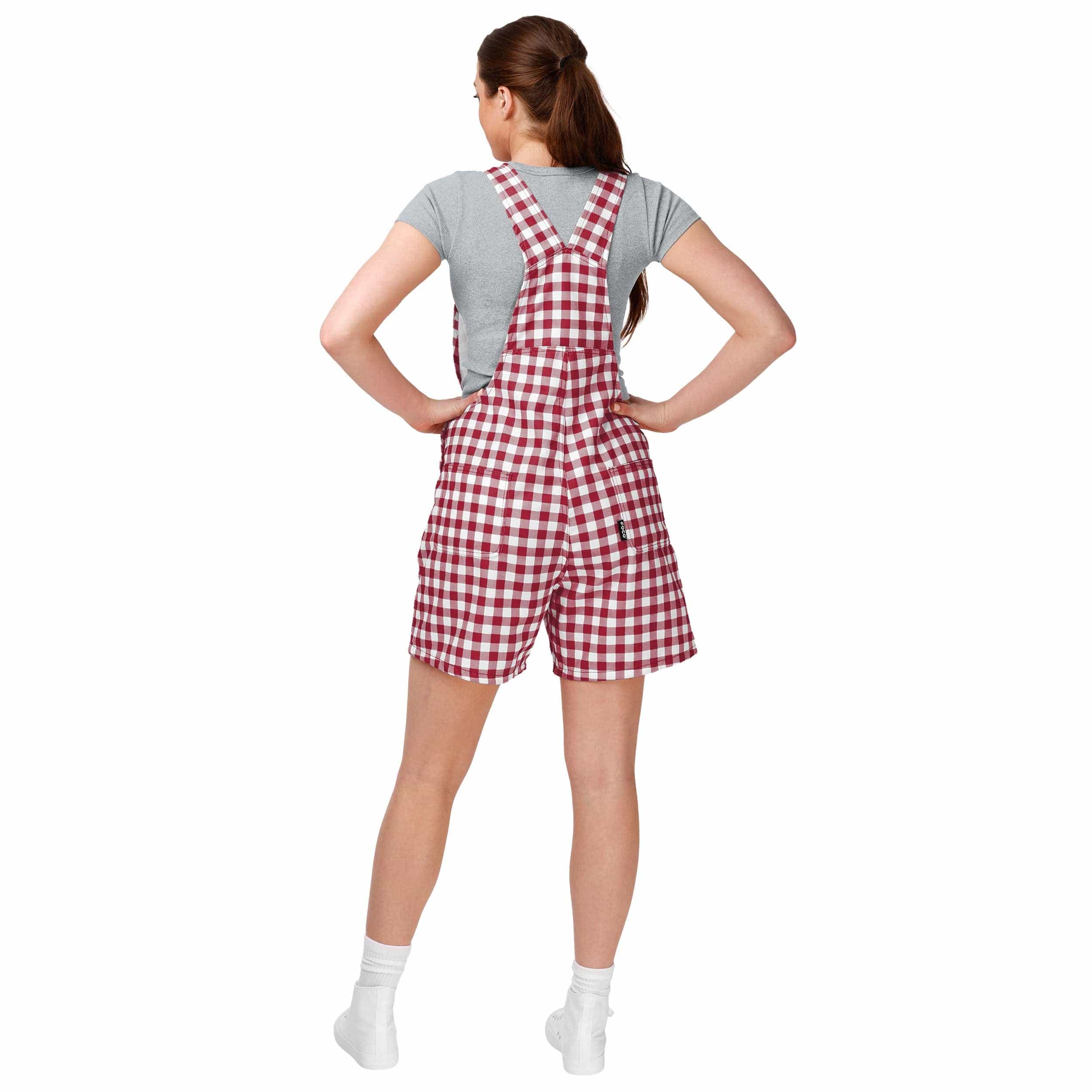 Alabama Crimson Tide NCAA Womens Gingham Check Bib Shortalls - Image 2