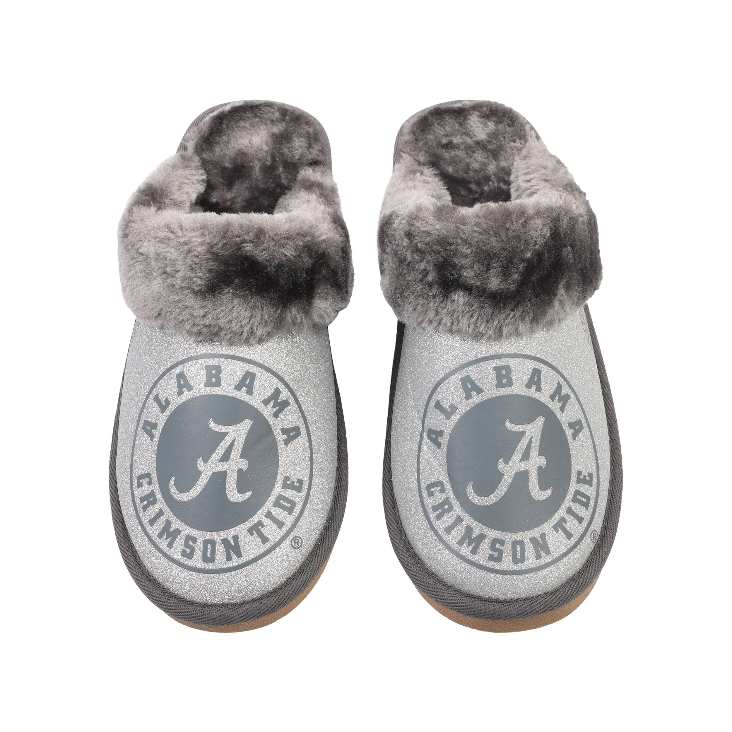 Alabama Crimson Tide NCAA Womens Glitter Open Back Fur Moccasin Slippers - Image 2