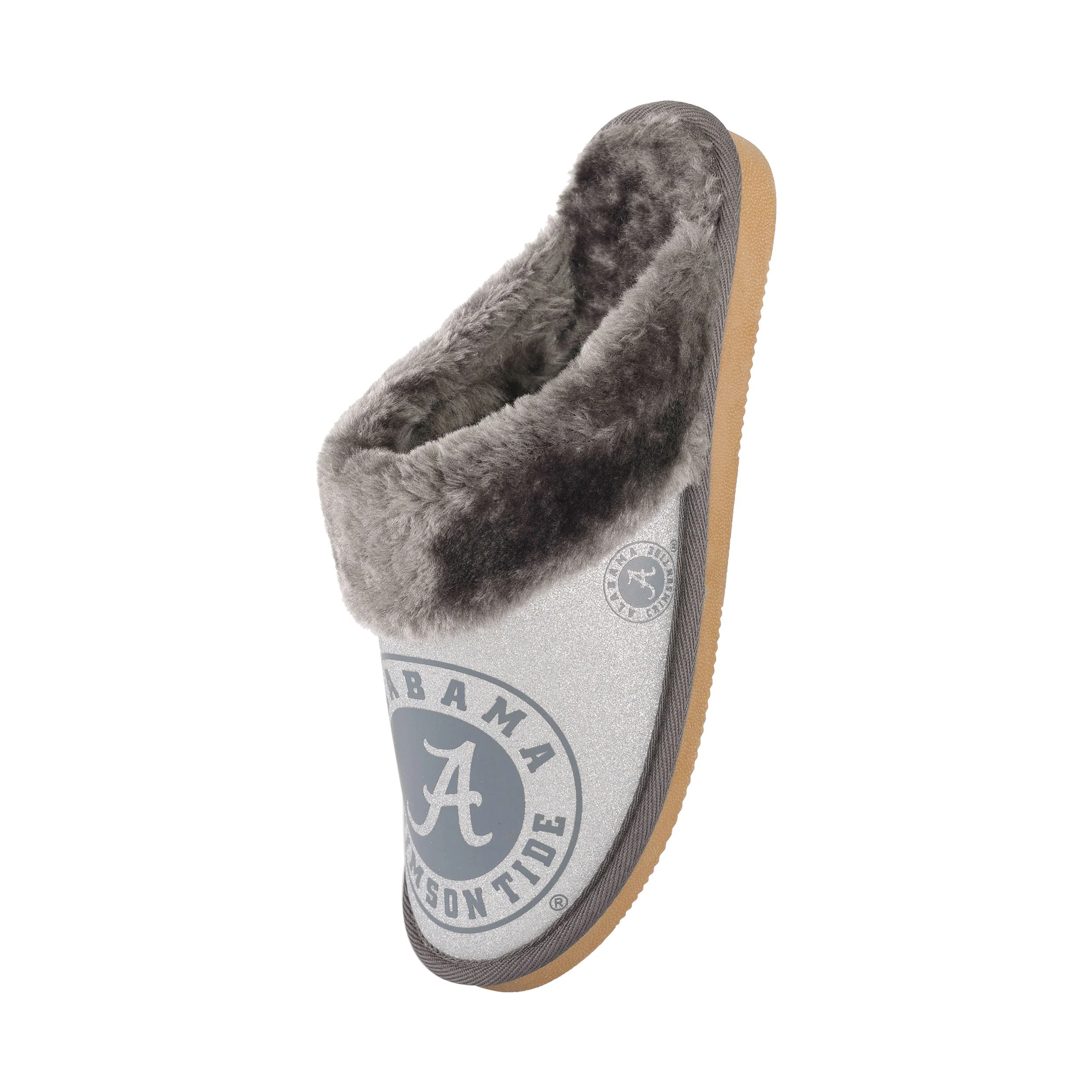 Alabama Crimson Tide NCAA Womens Glitter Open Back Fur Moccasin Slippers - Image 3