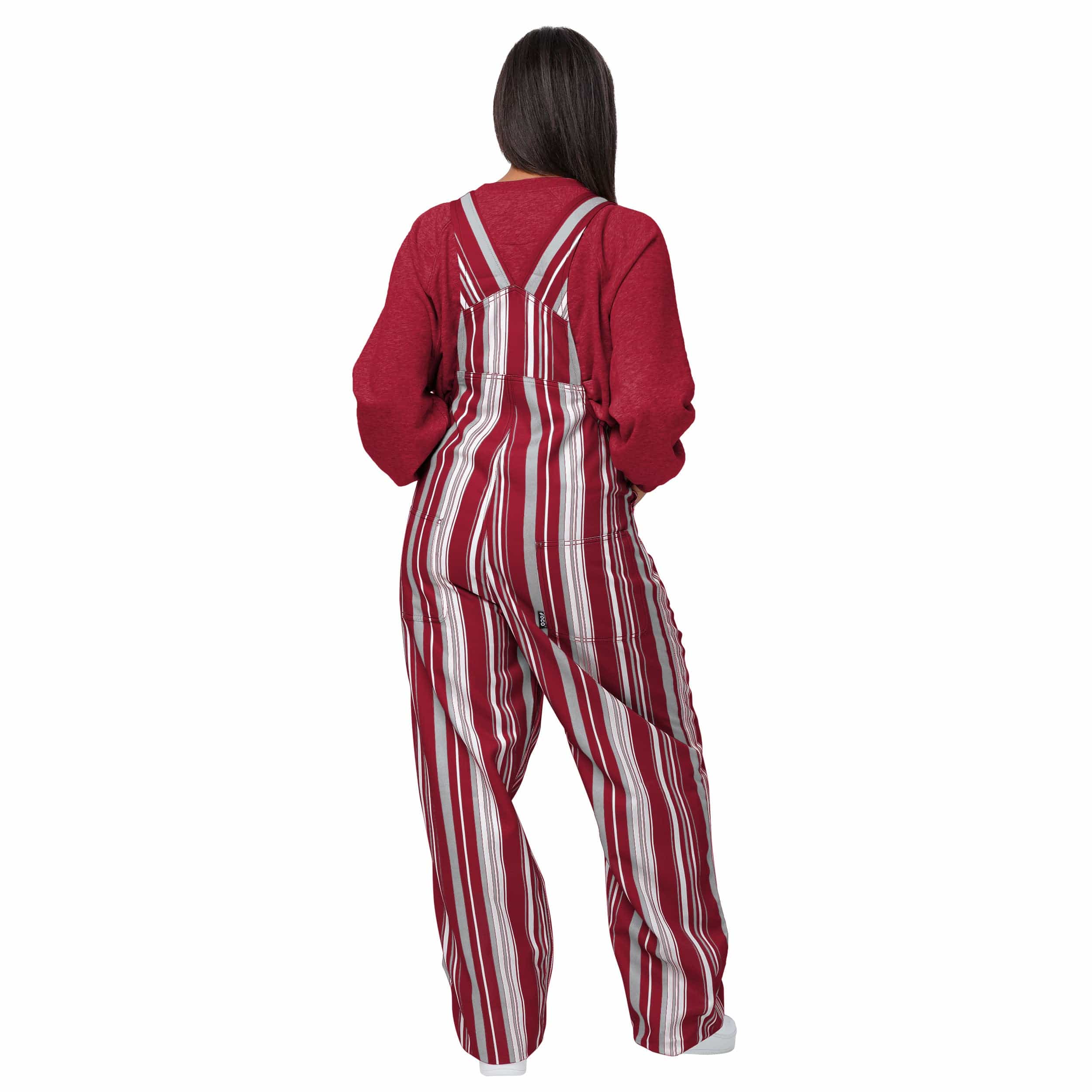 Alabama Crimson Tide NCAA Womens Hyper Stripe Bib Overalls - Image 2