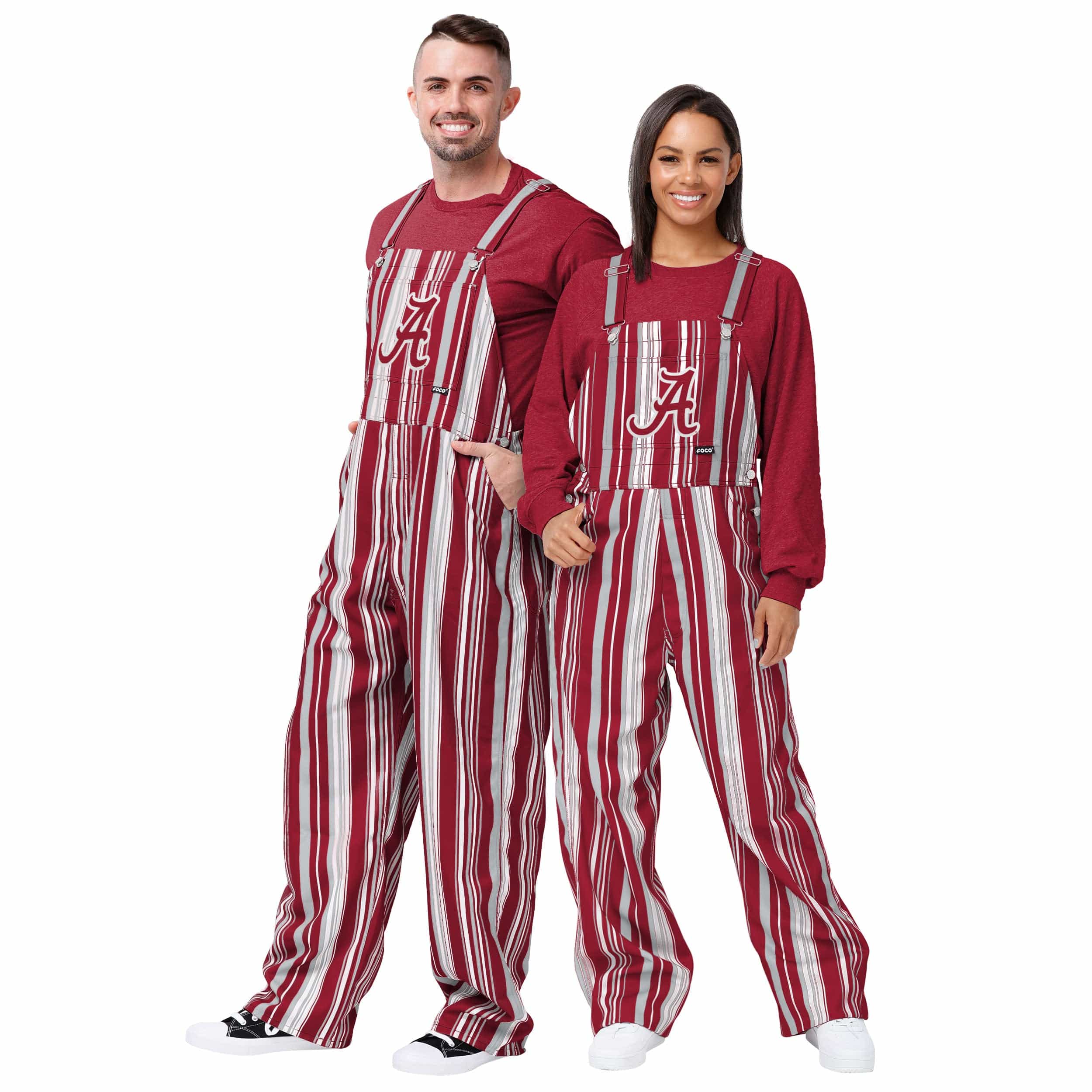 Alabama Crimson Tide NCAA Womens Hyper Stripe Bib Overalls - Image 3