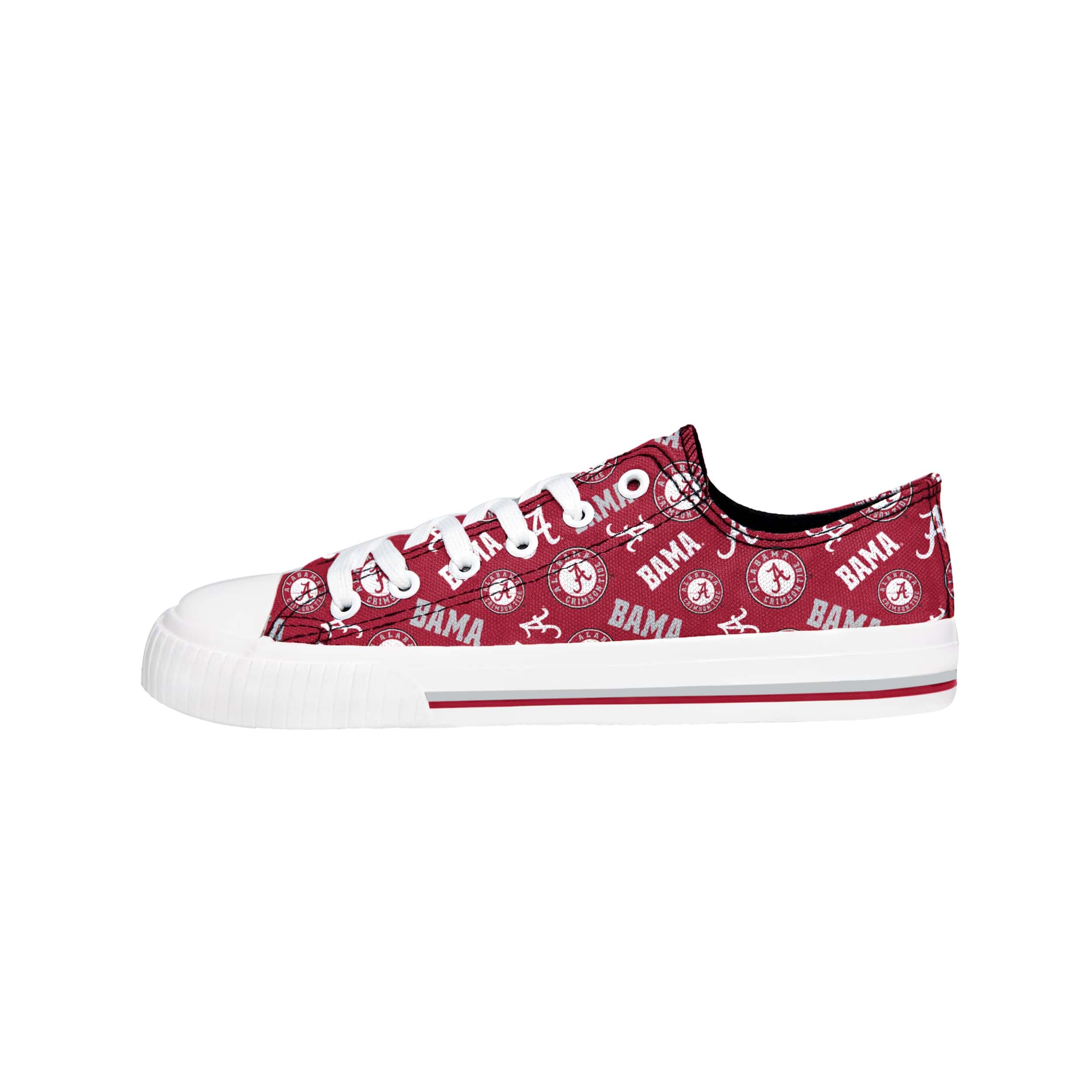 Alabama Crimson Tide NCAA Womens Low Top Repeat Print Canvas Shoes - Image 2
