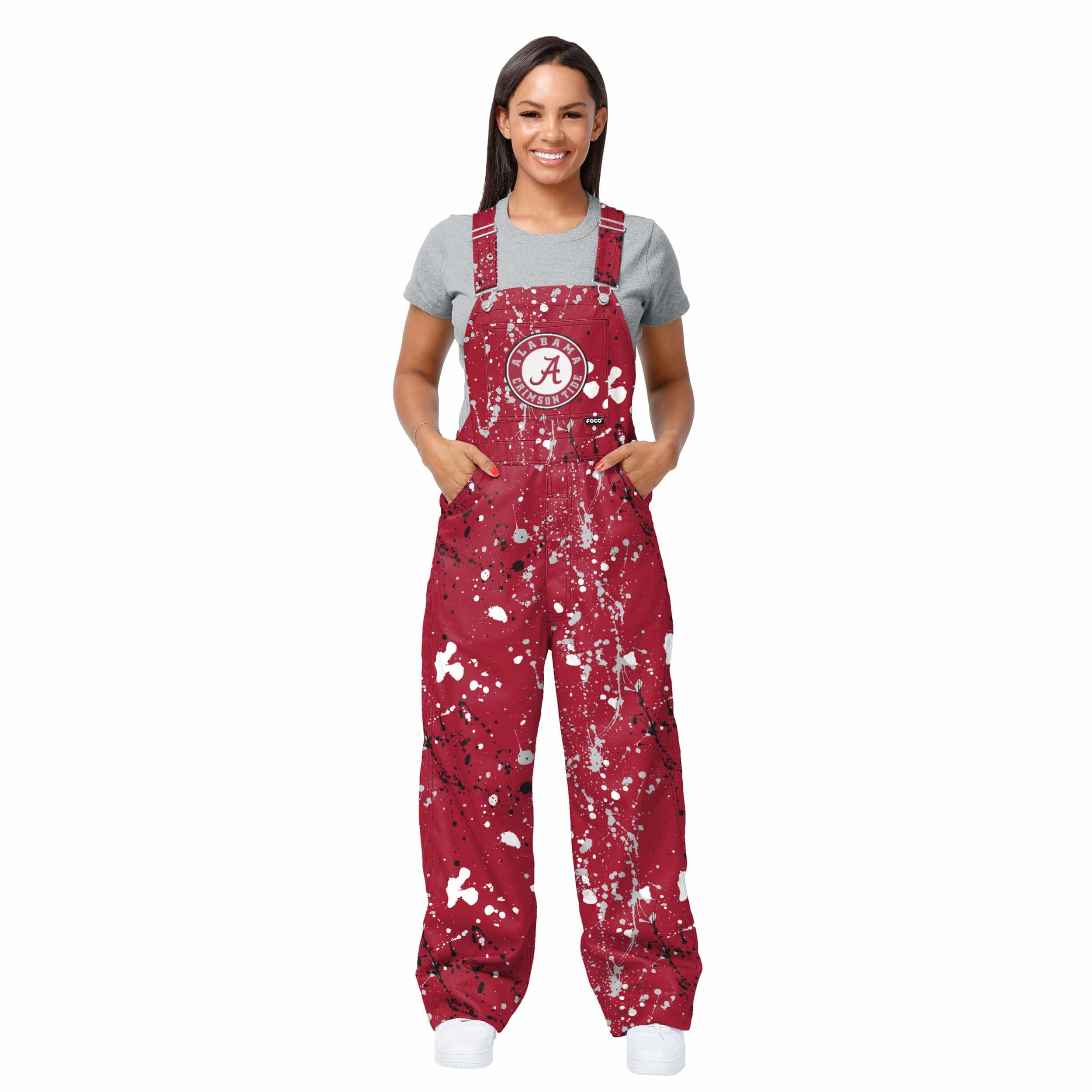 Alabama Crimson Tide NCAA Womens Paint Splatter Bib Overalls