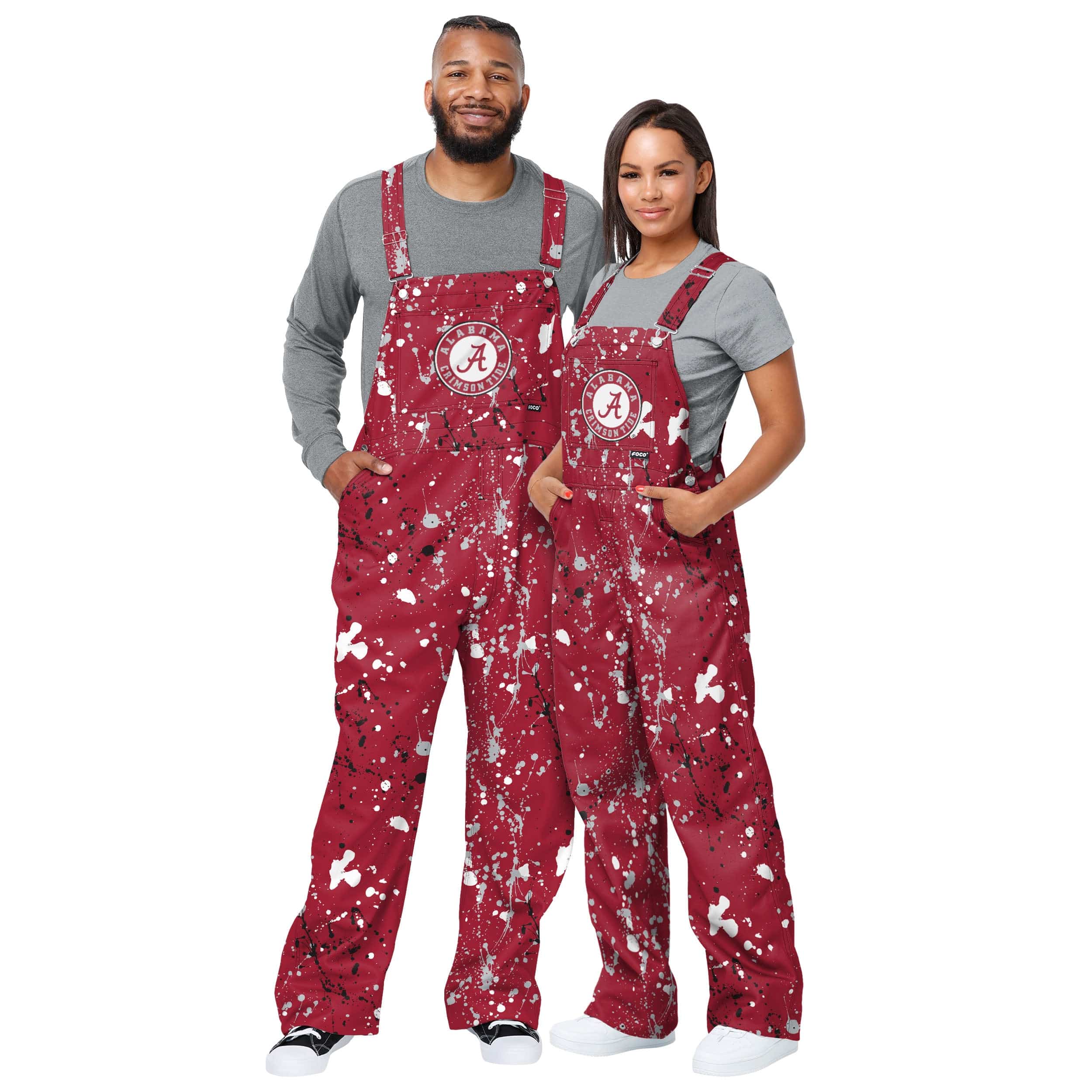 Alabama Crimson Tide NCAA Womens Paint Splatter Bib Overalls - Image 3