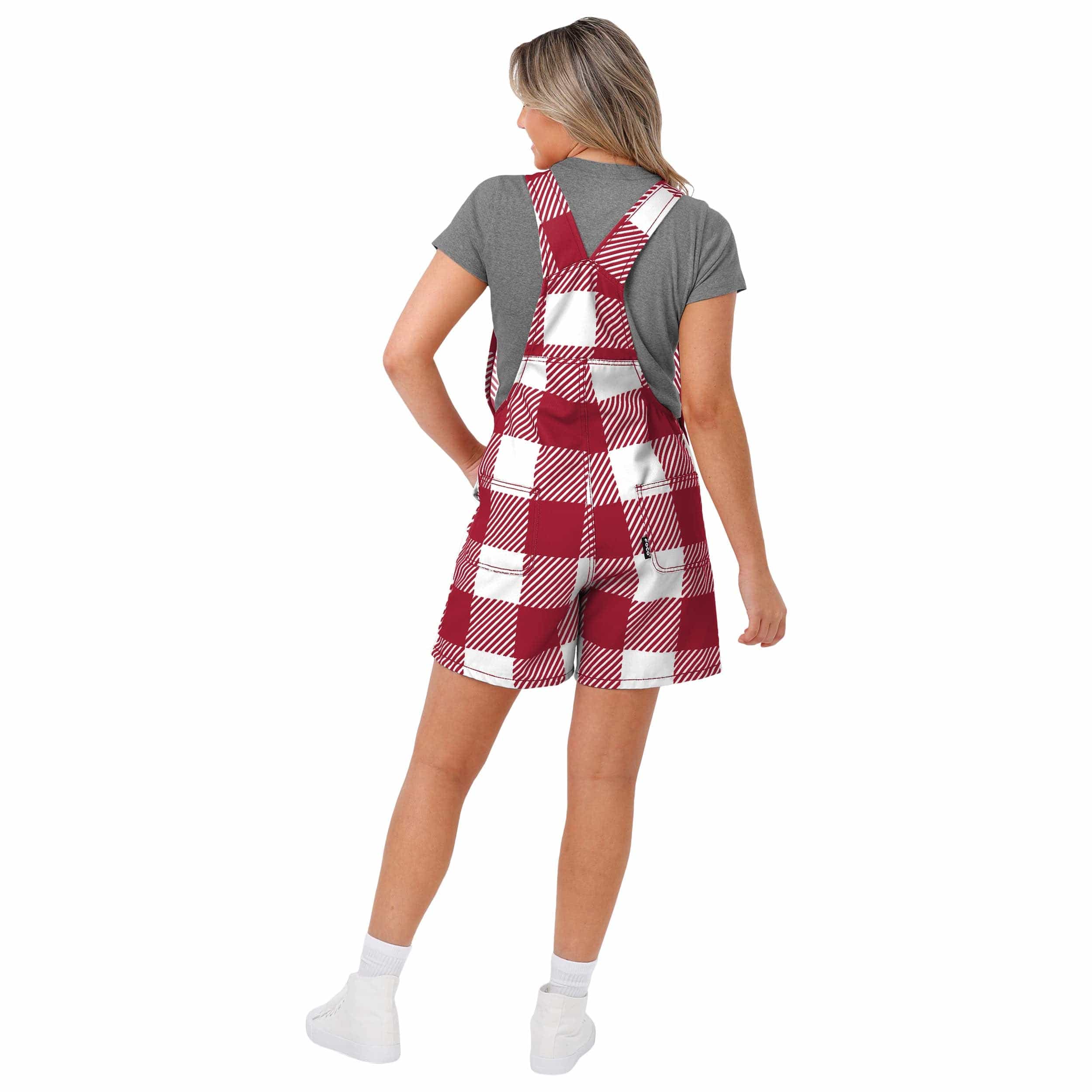 Alabama Crimson Tide NCAA Womens Plaid Bib Shortalls - Image 2