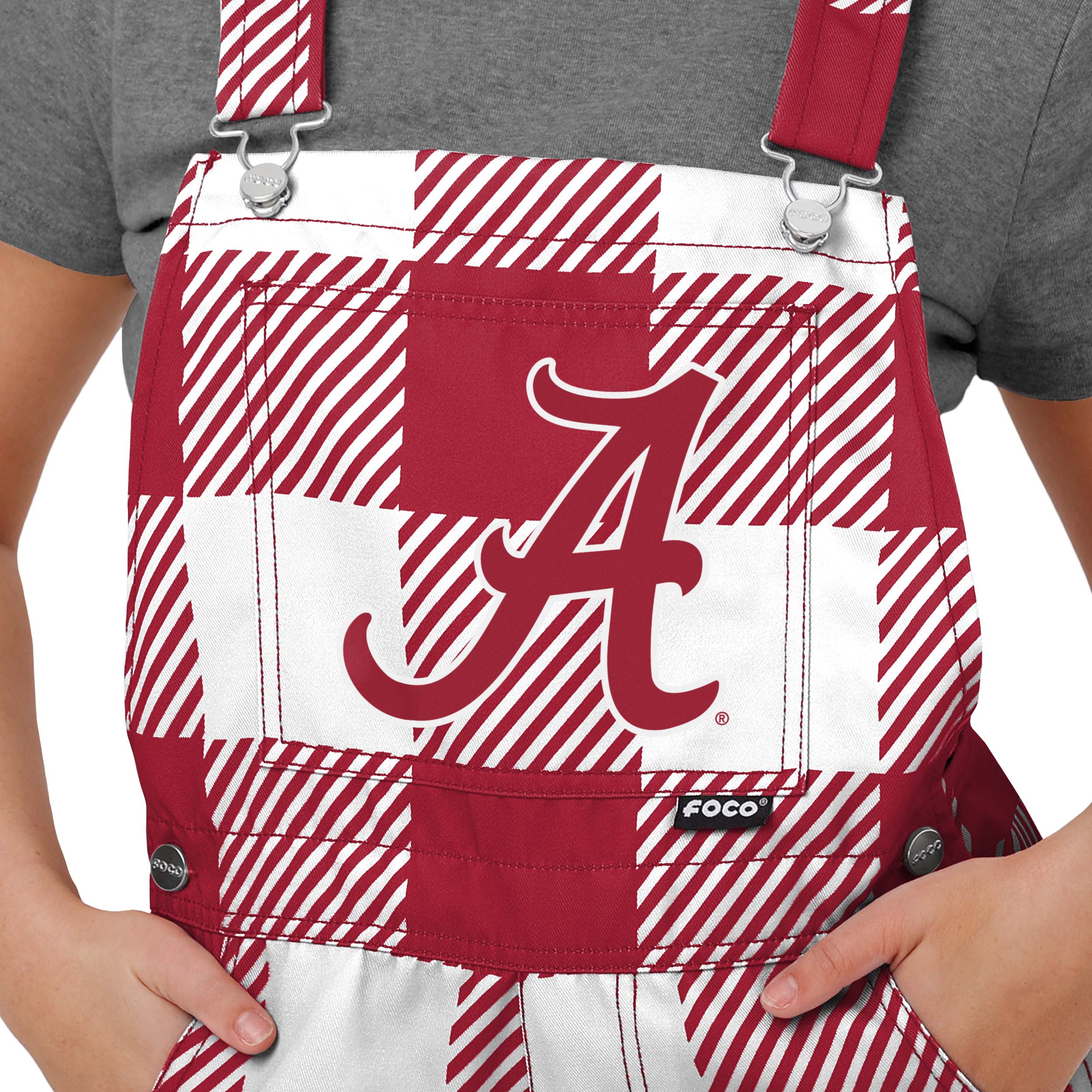 Alabama Crimson Tide NCAA Womens Plaid Bib Shortalls - Image 3