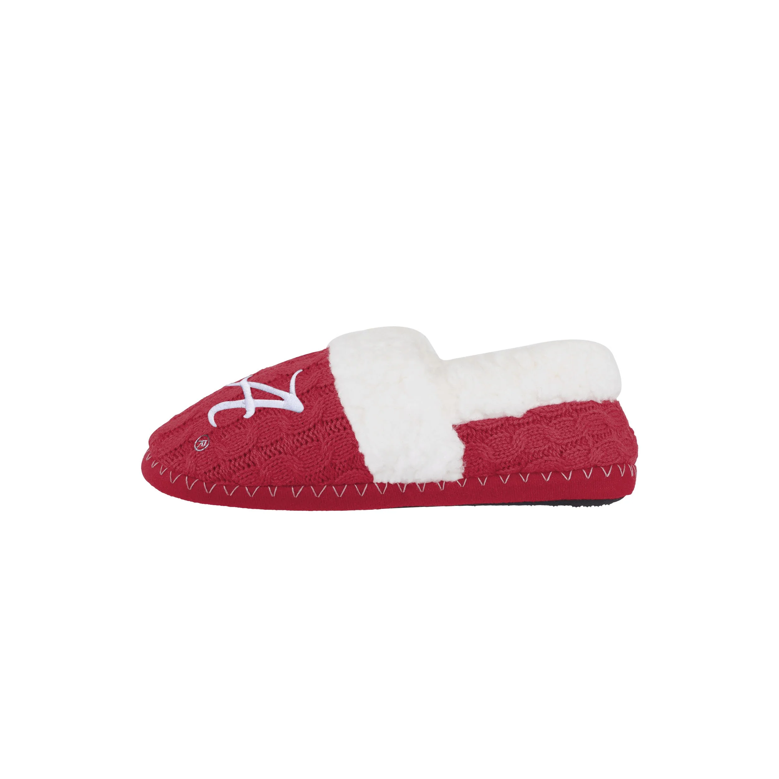 Alabama Crimson Tide NCAA Womens Team Color Fur Moccasin Slippers - Image 2