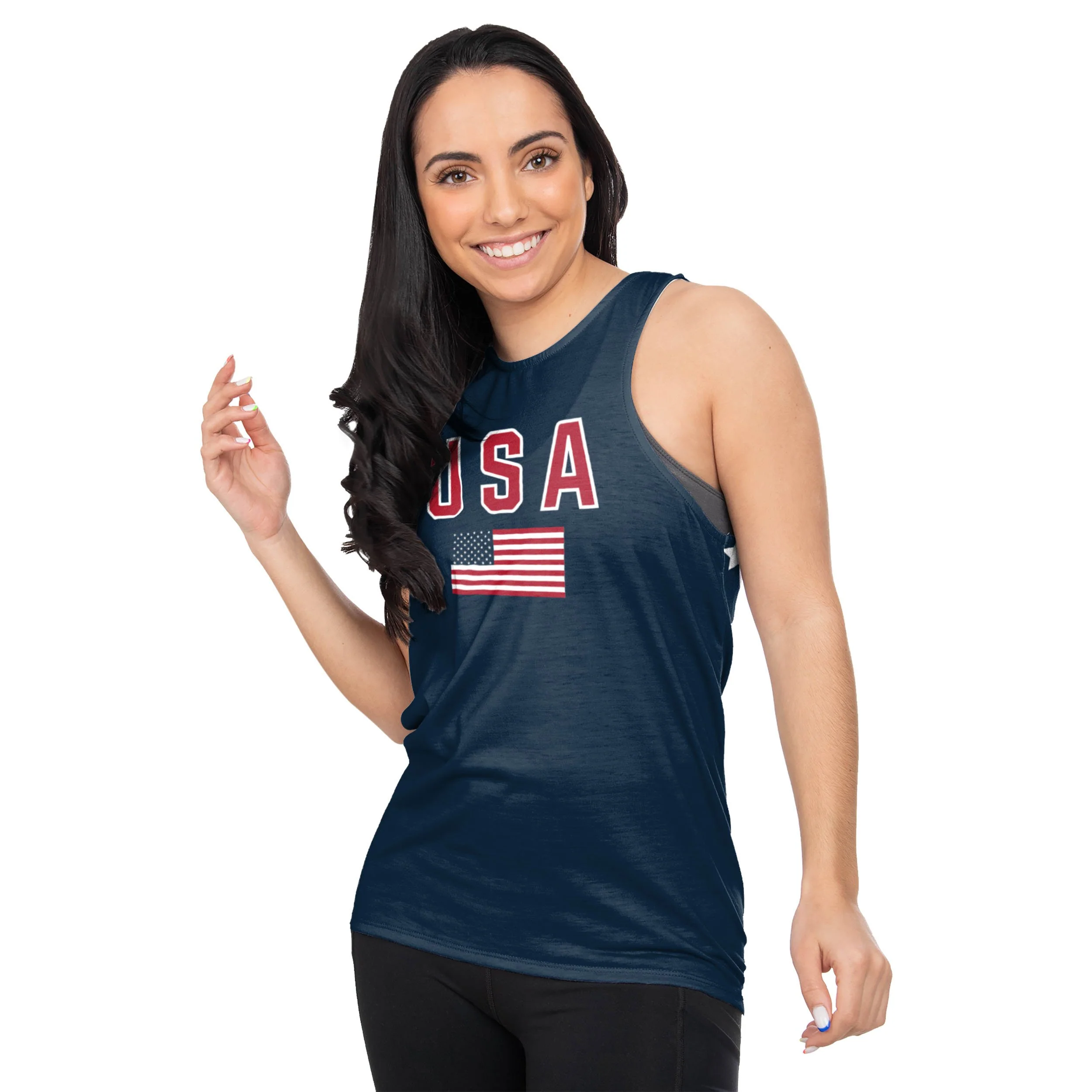 Americana Womens Tie-Breaker Sleeveless Top - Image 2