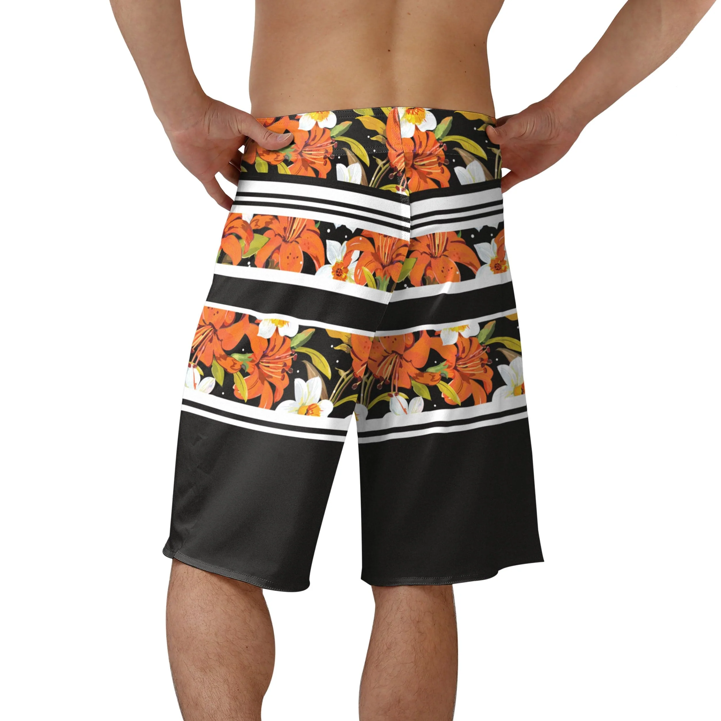 Anaheim Ducks Mens NHL Floral Stripe Boardshorts - Image 3
