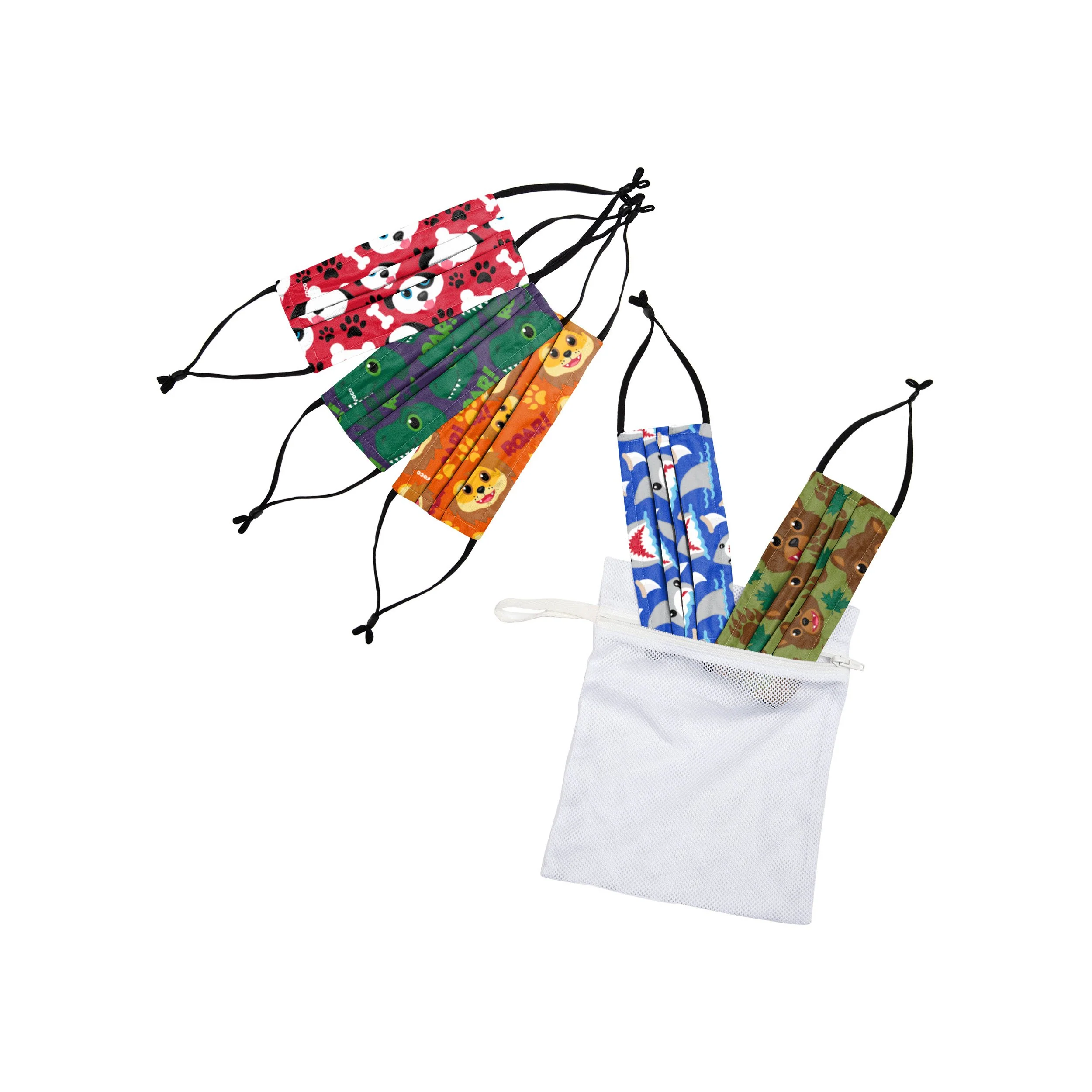 Animal Bright Pack Youth Adjustable 5 Pack Face Cover - Image 2