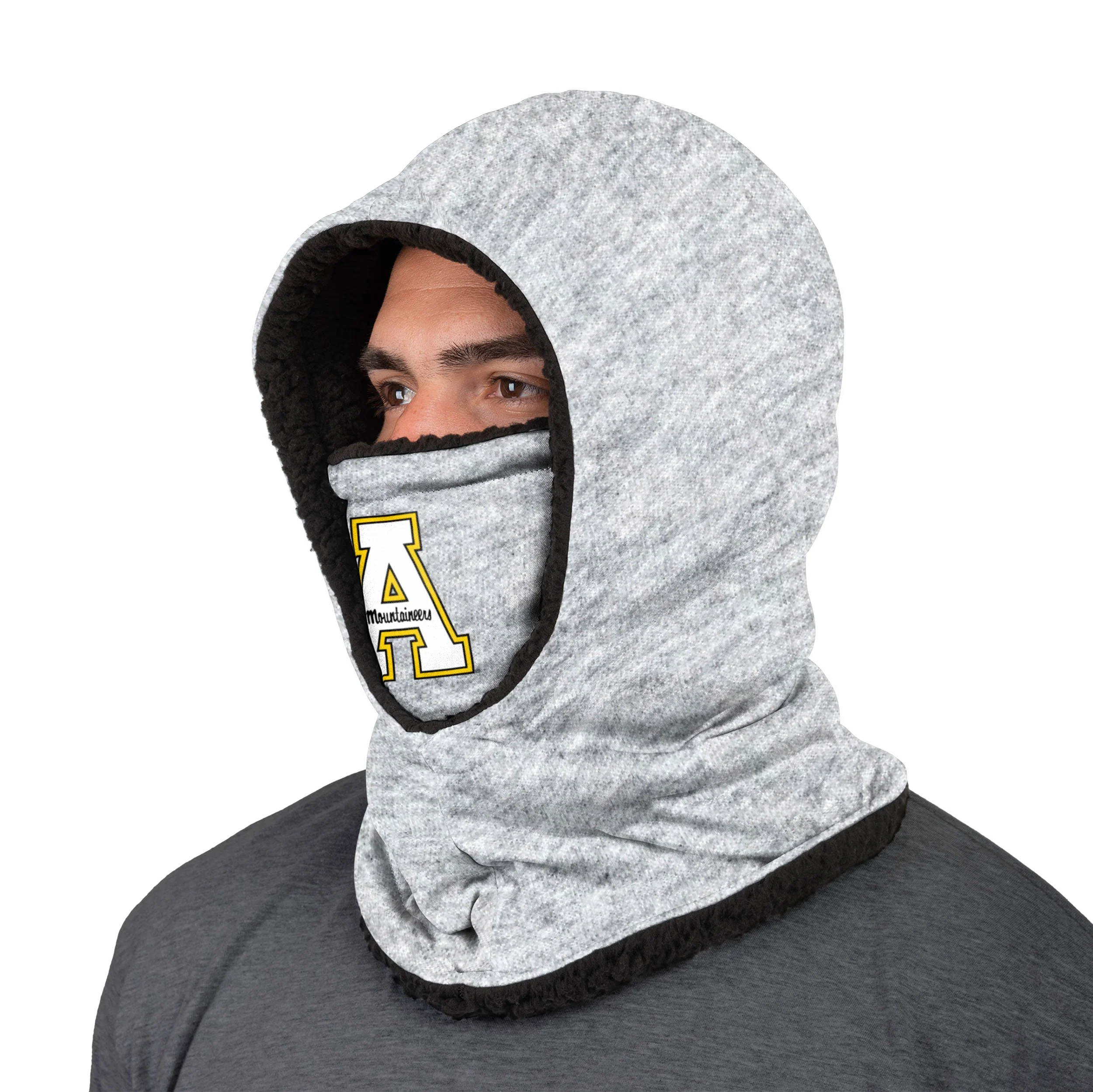Appalachian State Mountaineers NCAA Heather Grey Big Logo Hooded Gaiter - Image 2