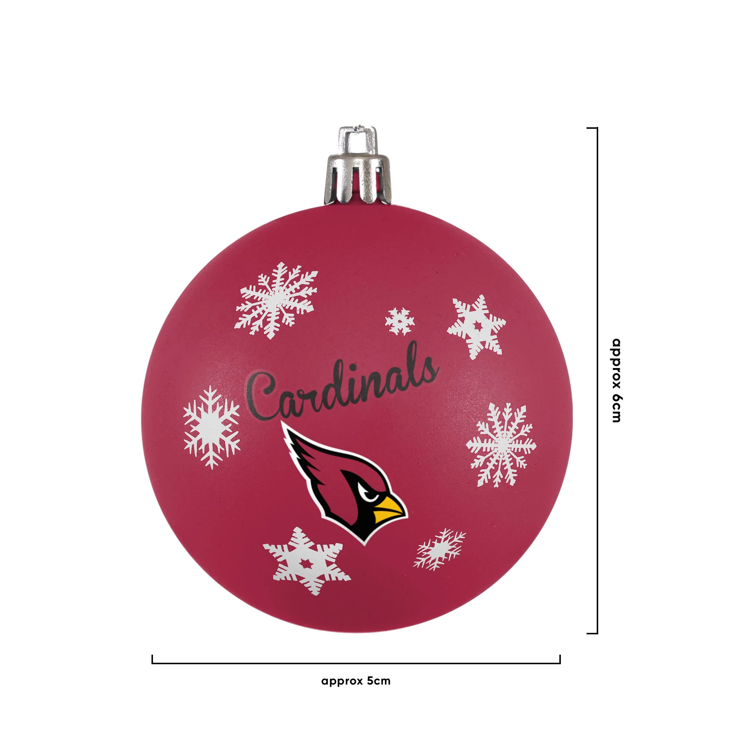 Arizona Cardinals NFL 5 Pack Shatterproof Ball Ornament Set - Image 3