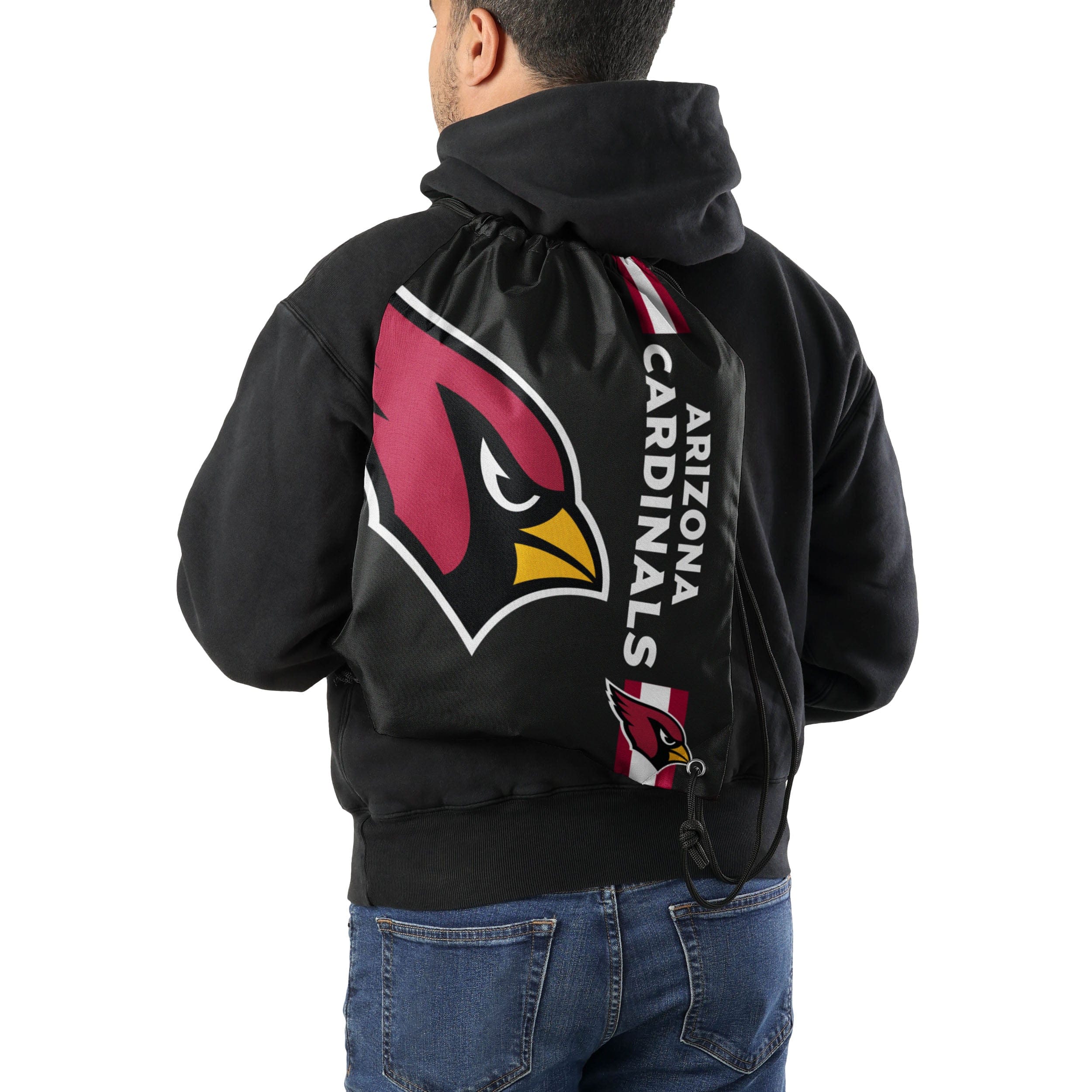 Arizona Cardinals NFL Black Alternate Color Big Logo Drawstring Backpack - Image 2