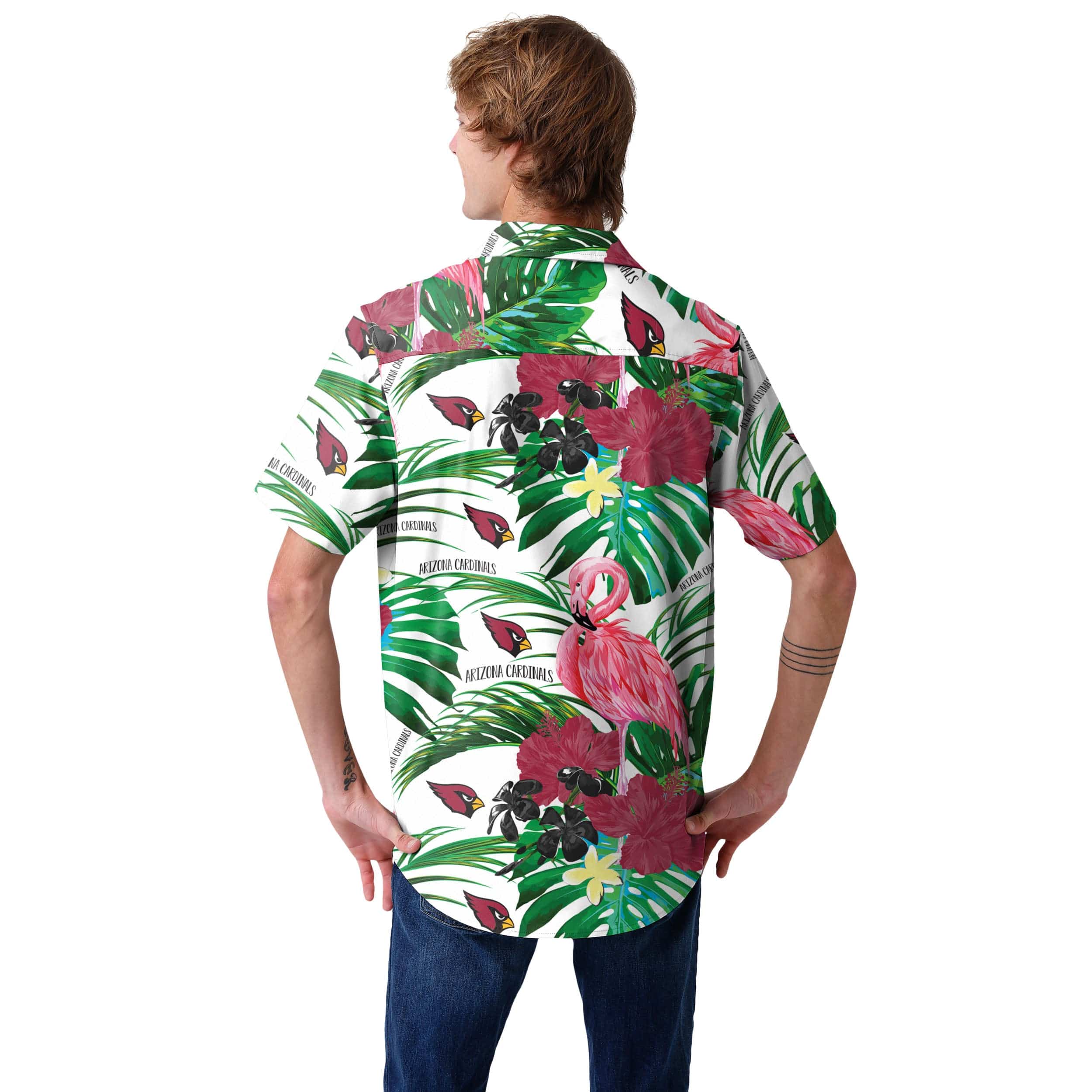 Arizona Cardinals NFL Mens Flamingo Button Up Shirt - Image 3