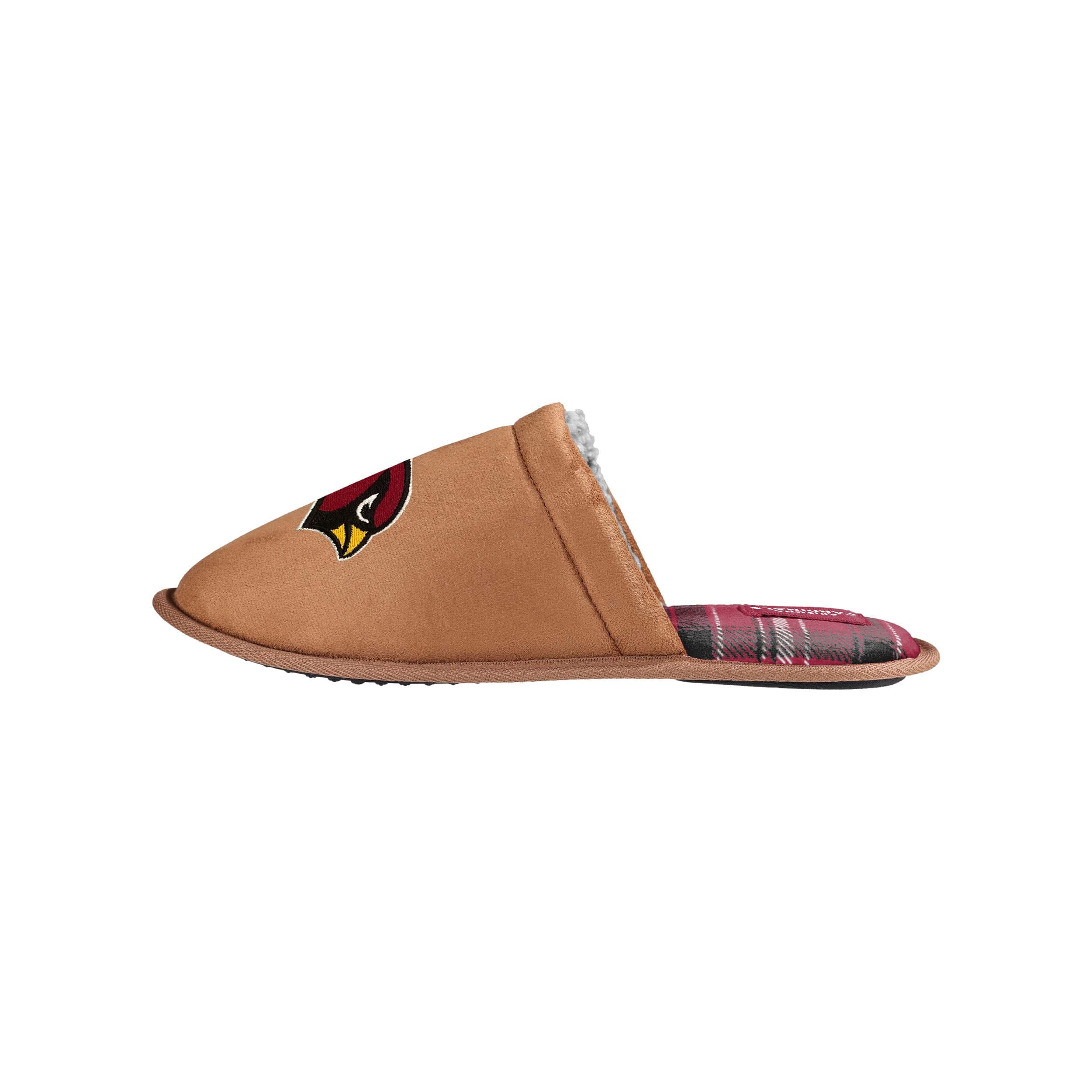 Arizona Cardinals NFL Mens Flannel Lined Brown Suede Scuff Slipper
