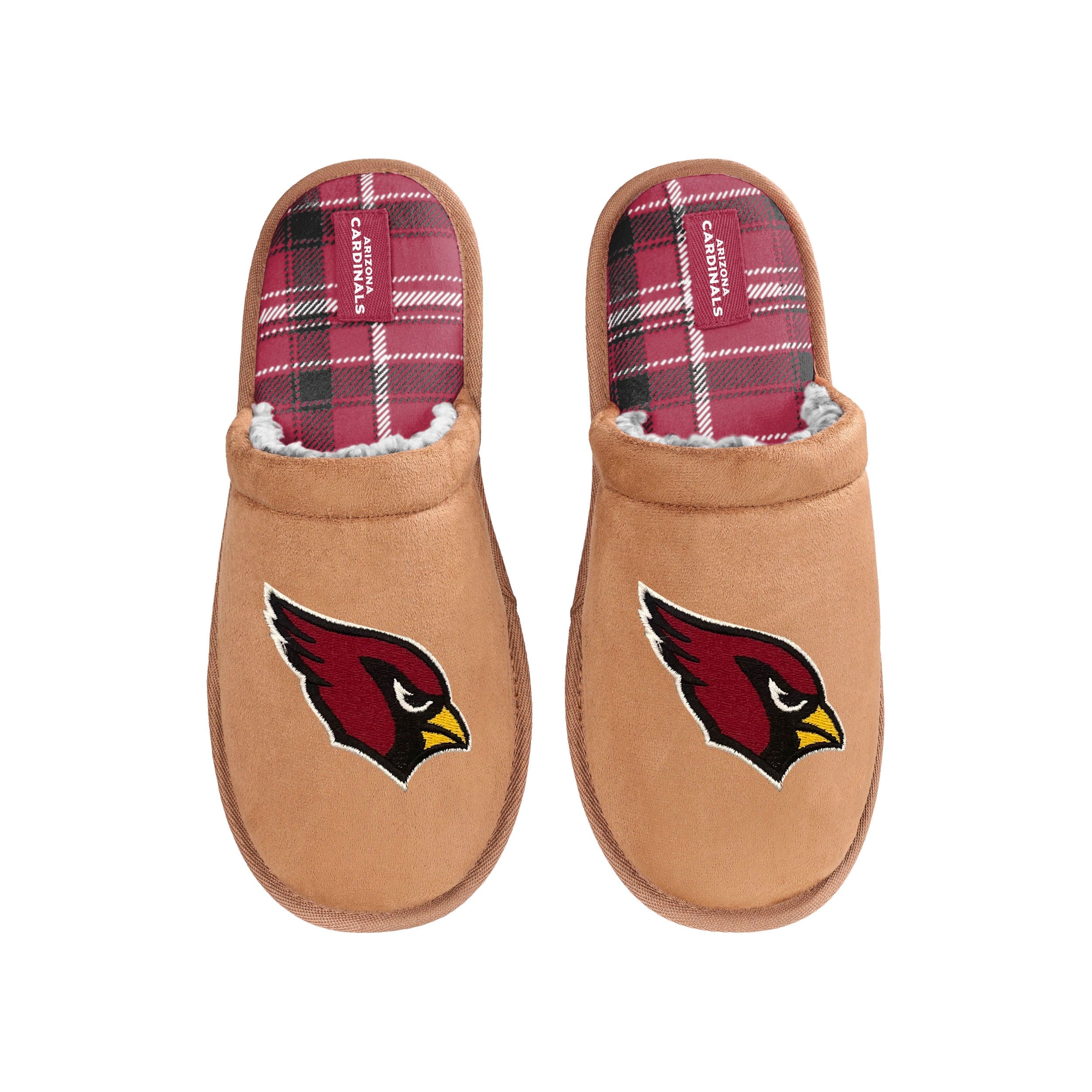 Arizona Cardinals NFL Mens Flannel Lined Brown Suede Scuff Slipper - Image 4