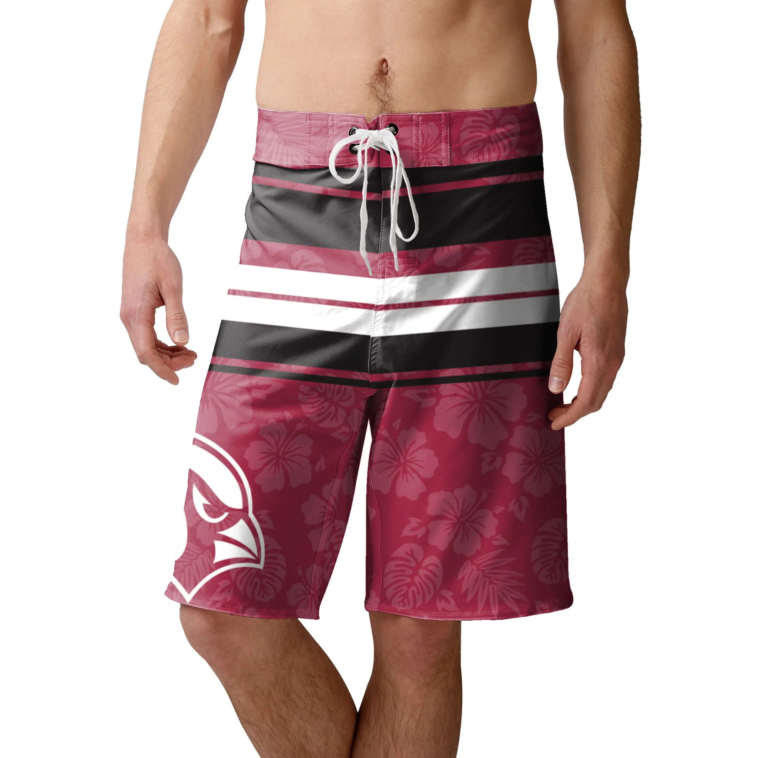 Arizona Cardinals NFL Mens Hibiscus Boardwalk Stripe Boardshorts - Image 2