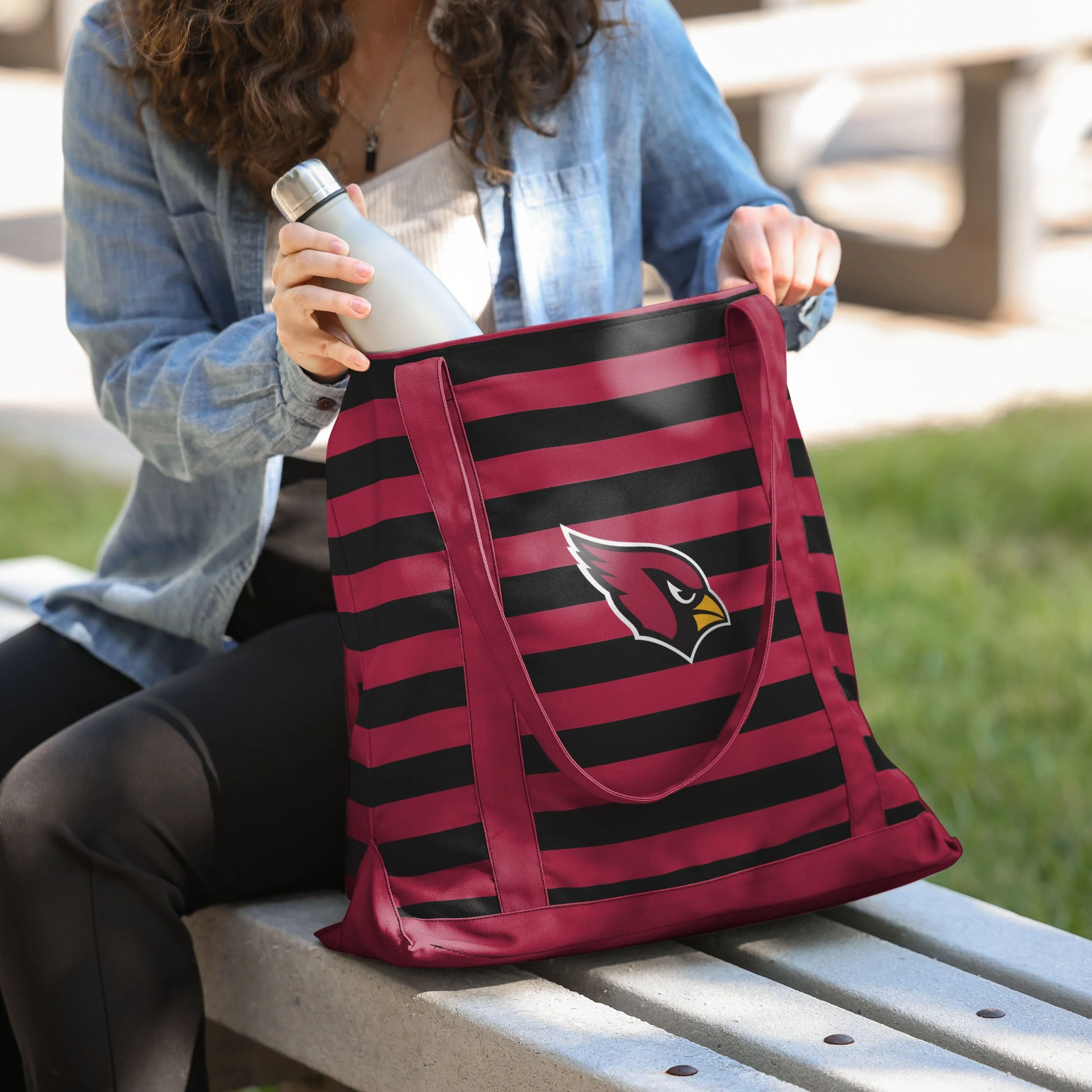 Arizona Cardinals NFL Team Stripe Canvas Tote Bag - Image 3