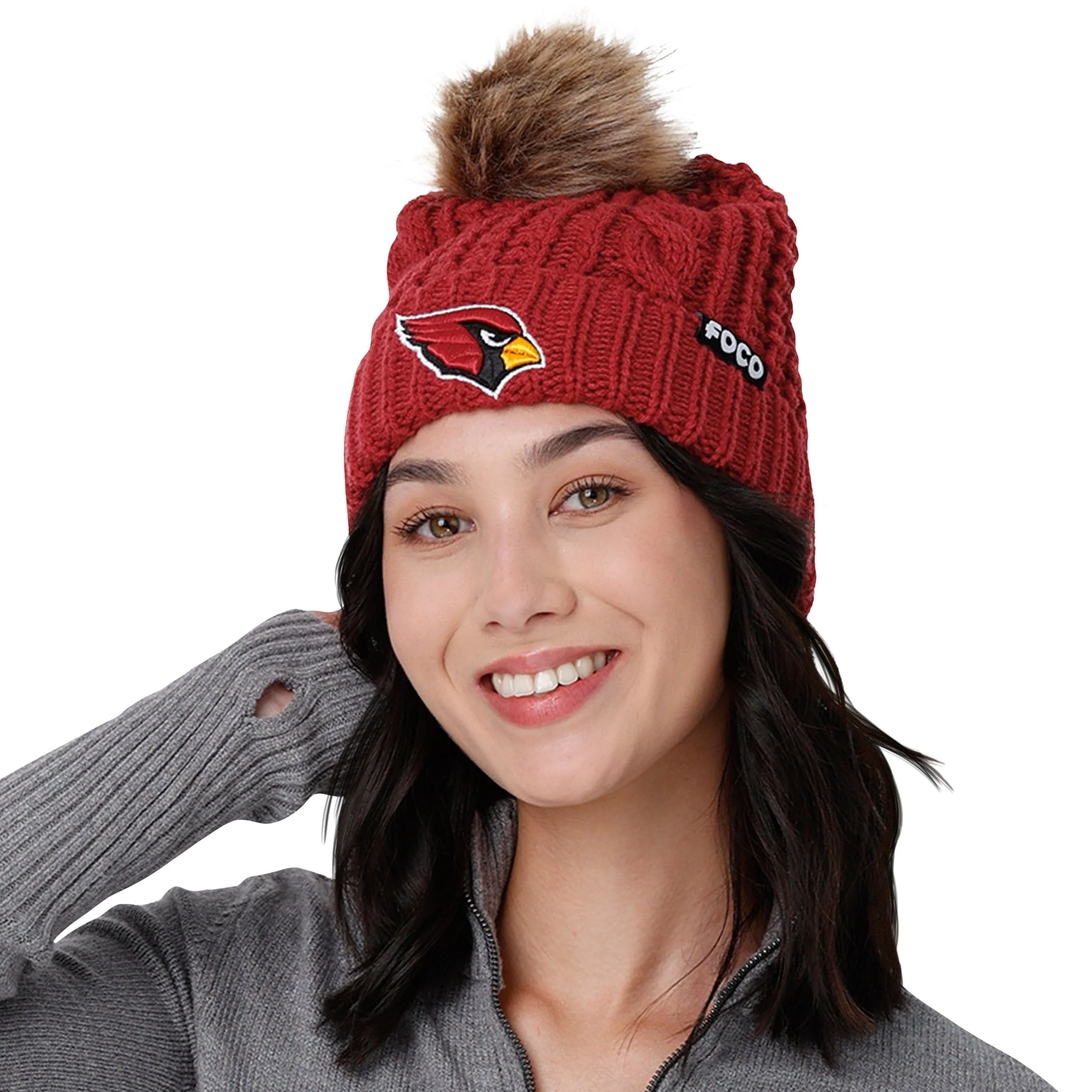 Arizona Cardinals NFL Womens Faux Fur Pom Beanie - Image 3