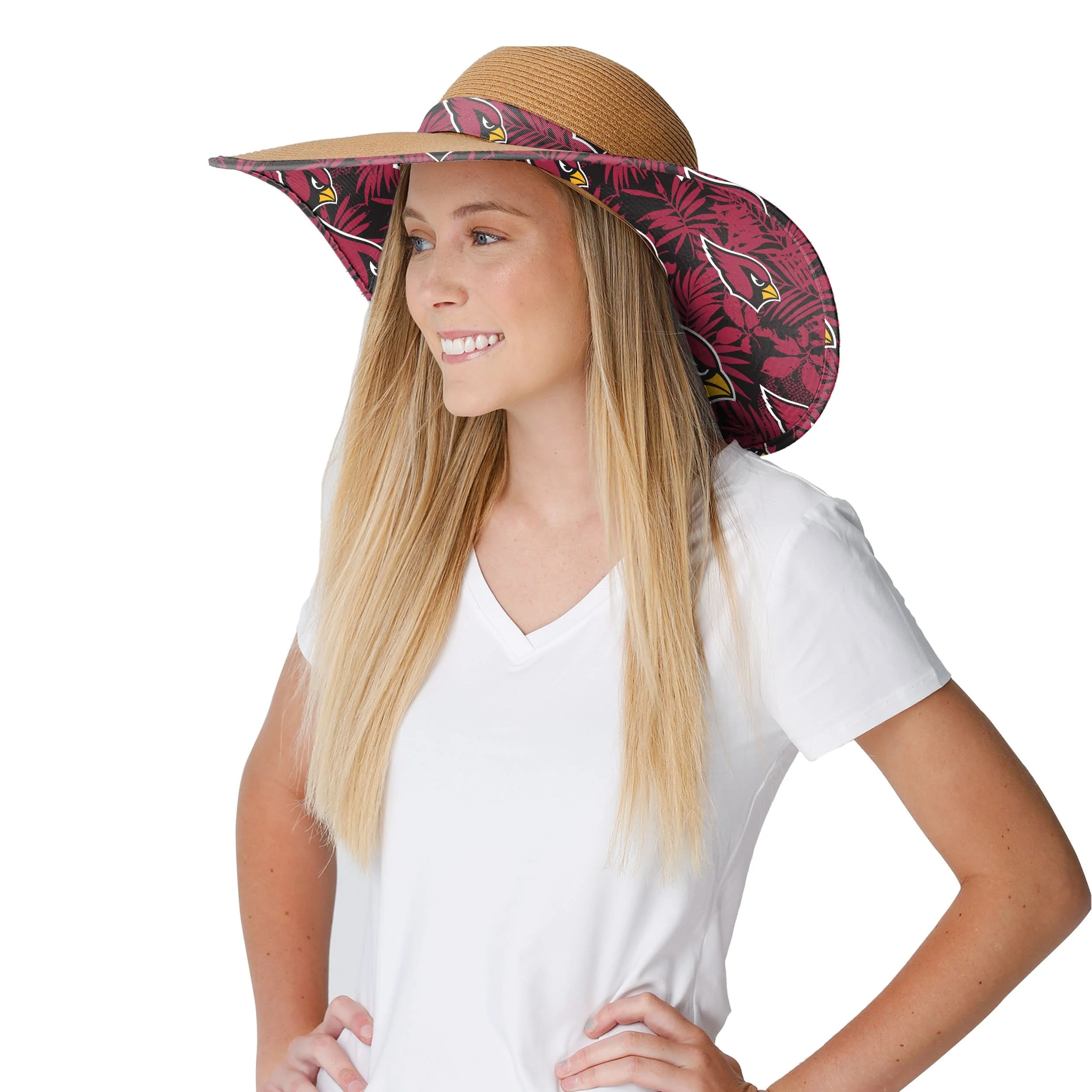 Arizona Cardinals NFL Womens Floral Straw Hat - Image 3