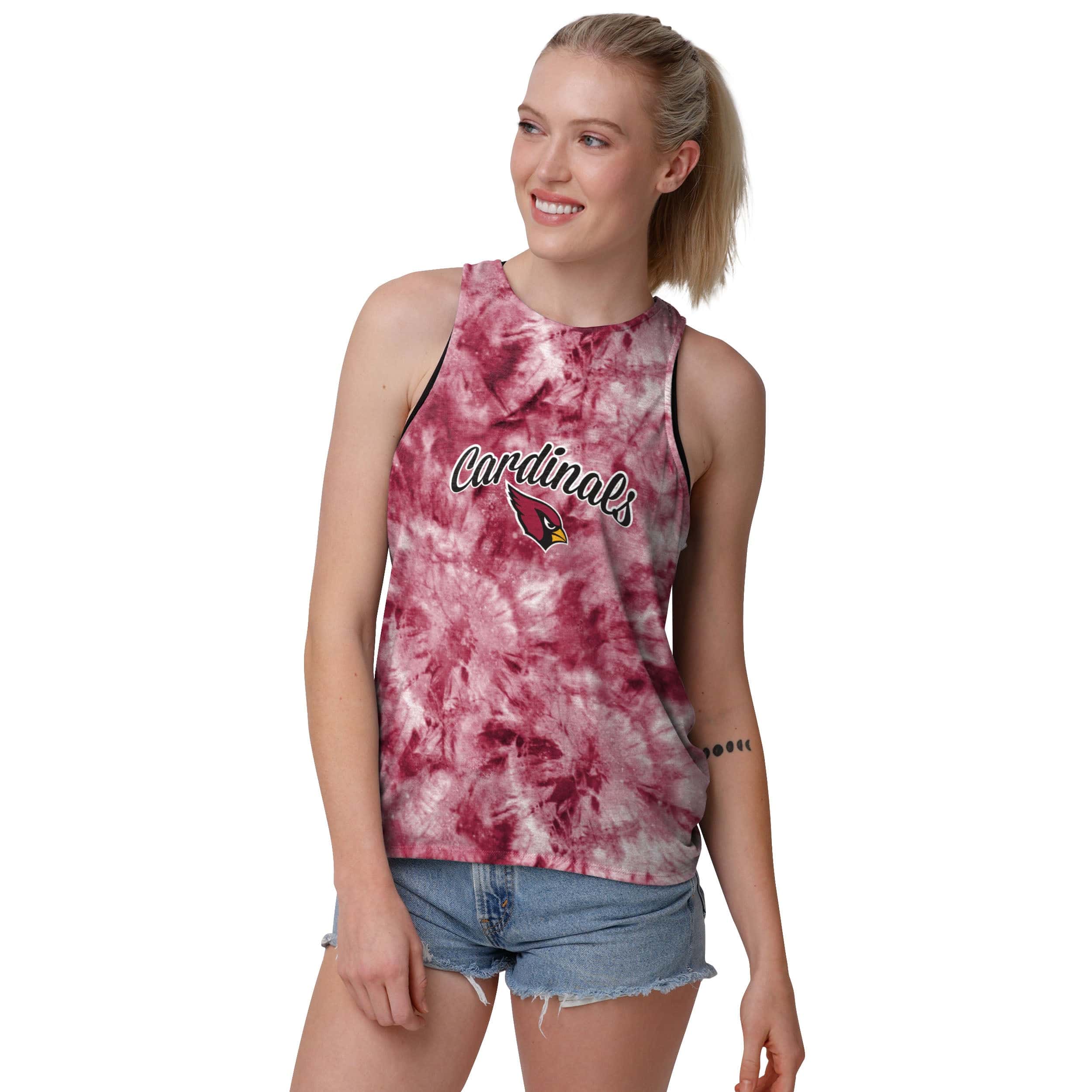 Arizona Cardinals NFL Womens Script Wordmark Tie-Dye Tie-Breaker Sleeveless Top - Image 2
