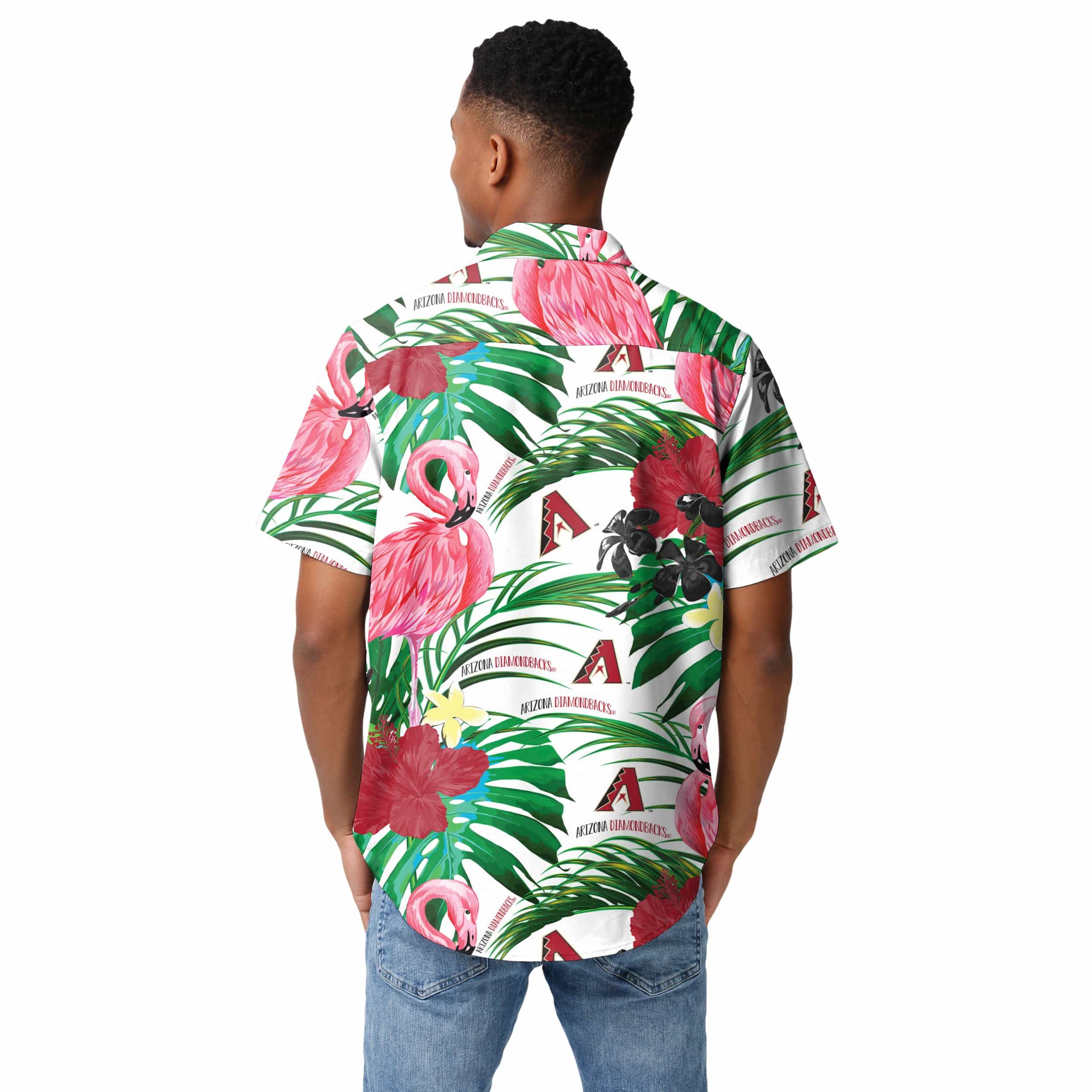 Arizona Diamondbacks MLB Mens Flamingo Button Up Shirt - Image 3