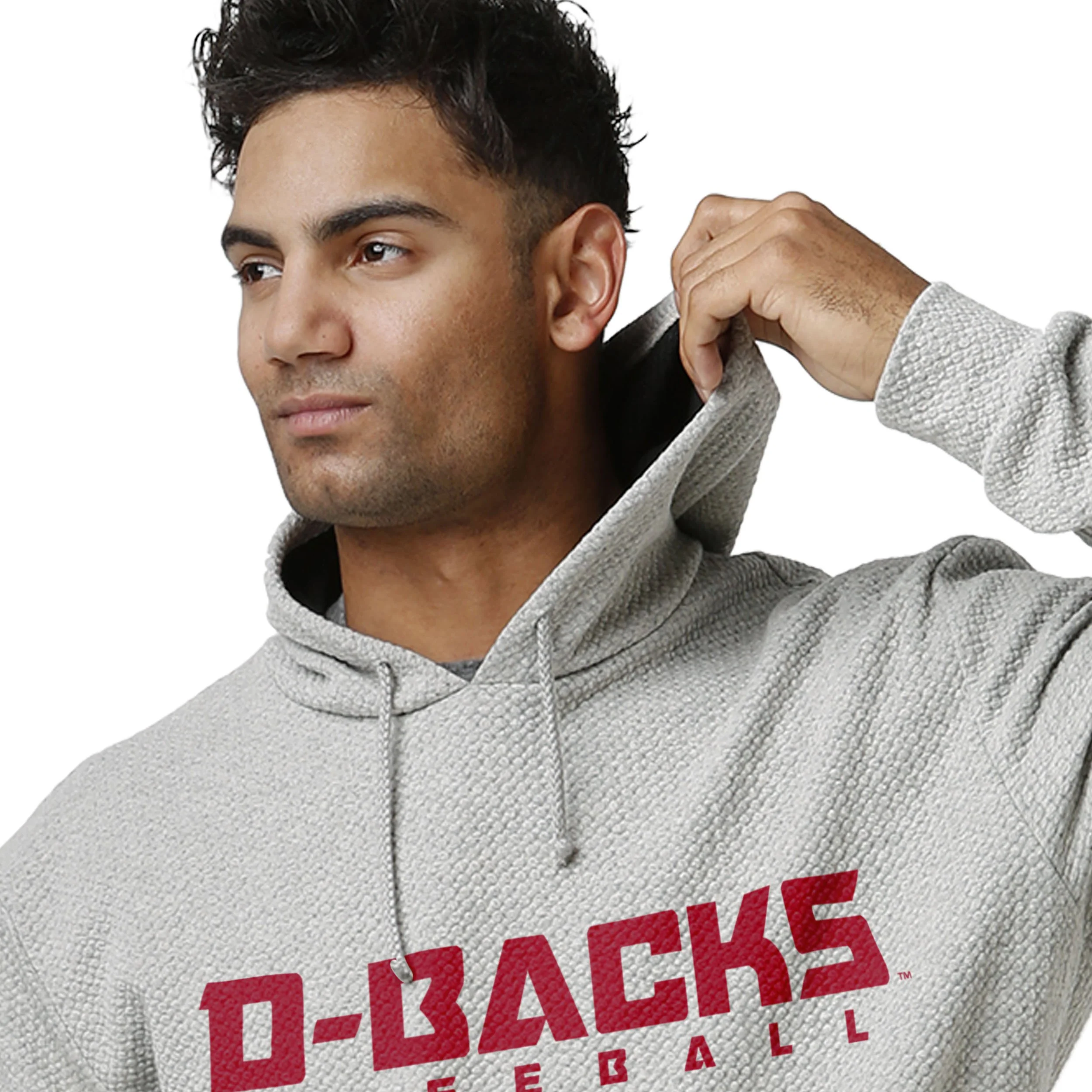 Arizona Diamondbacks MLB Mens Gray Woven Hoodie - Image 3