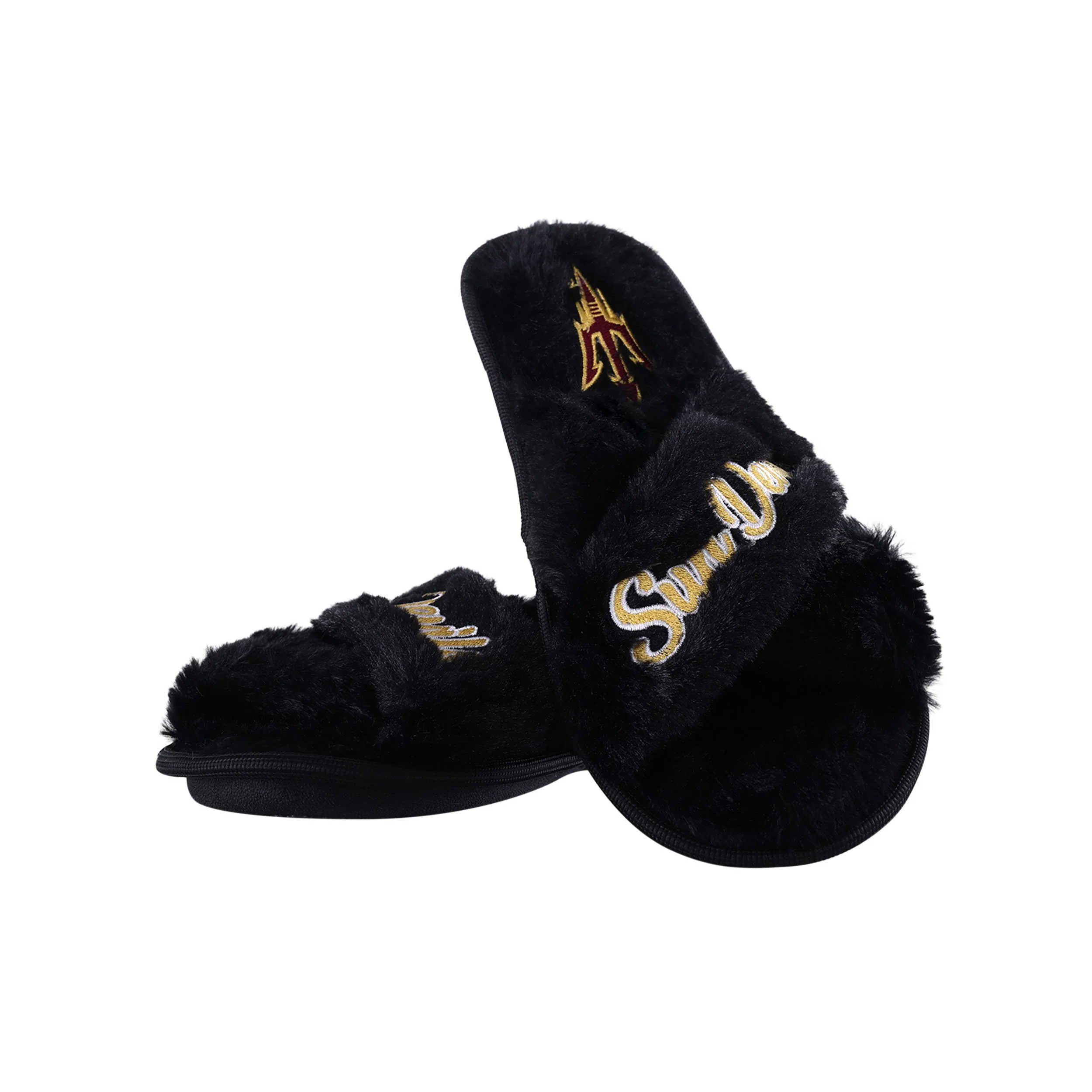 Arizona State Sun Devils NCAA Womens Script Wordmark Fur Cross Slide
