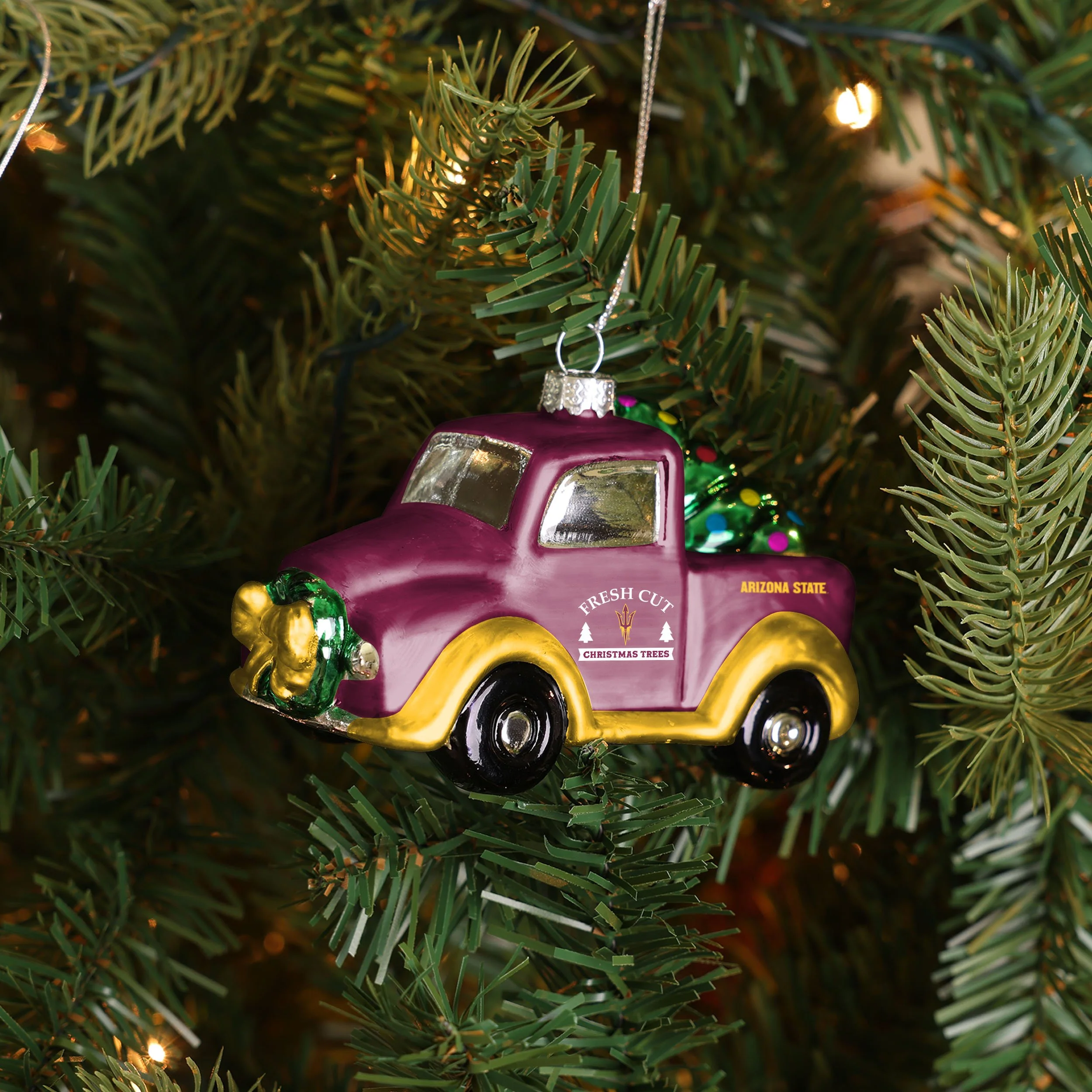 Arizona State Sun NCAA Blown Glass Truck Ornament - Image 3