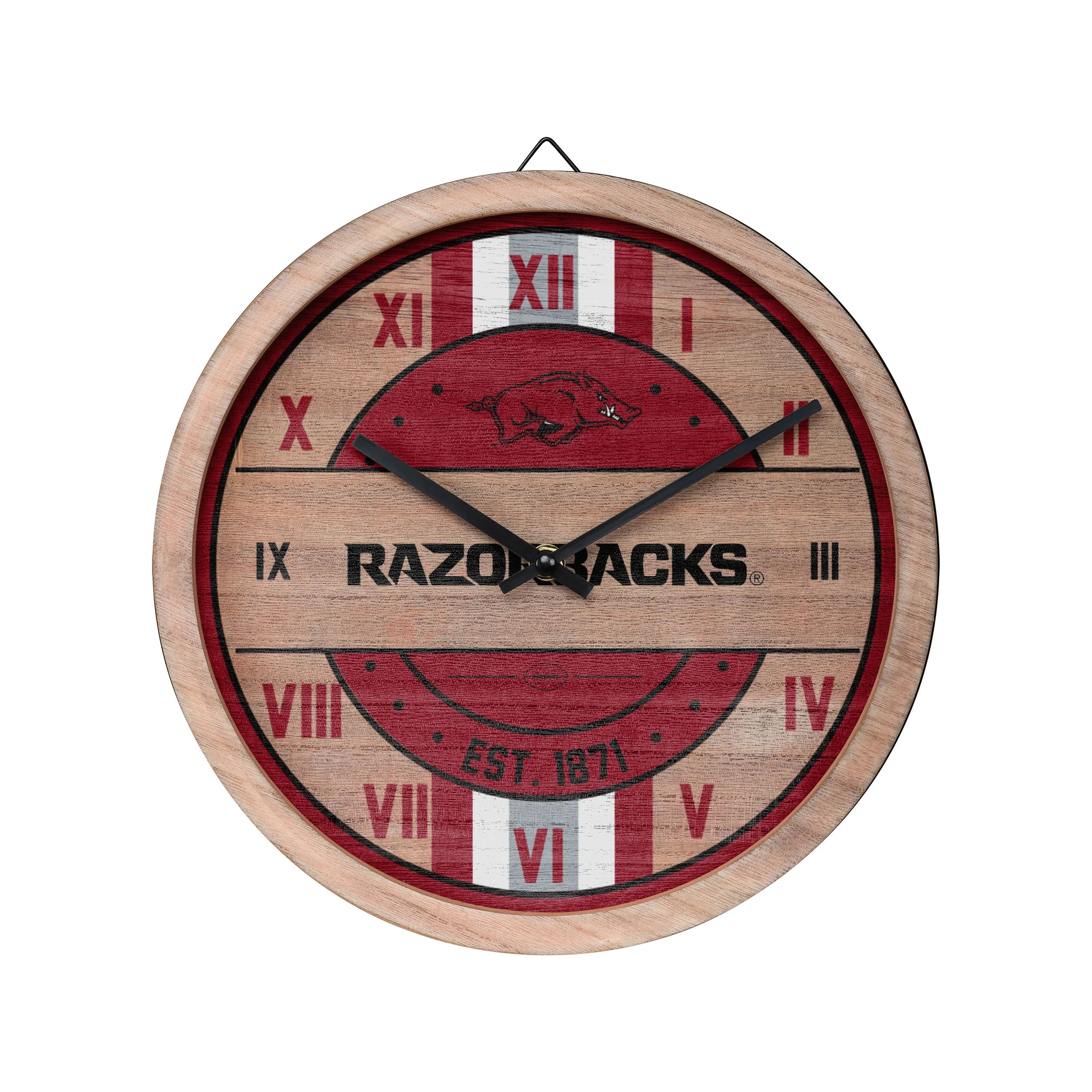 Arkansas Razorbacks NCAA Barrel Wall Clock