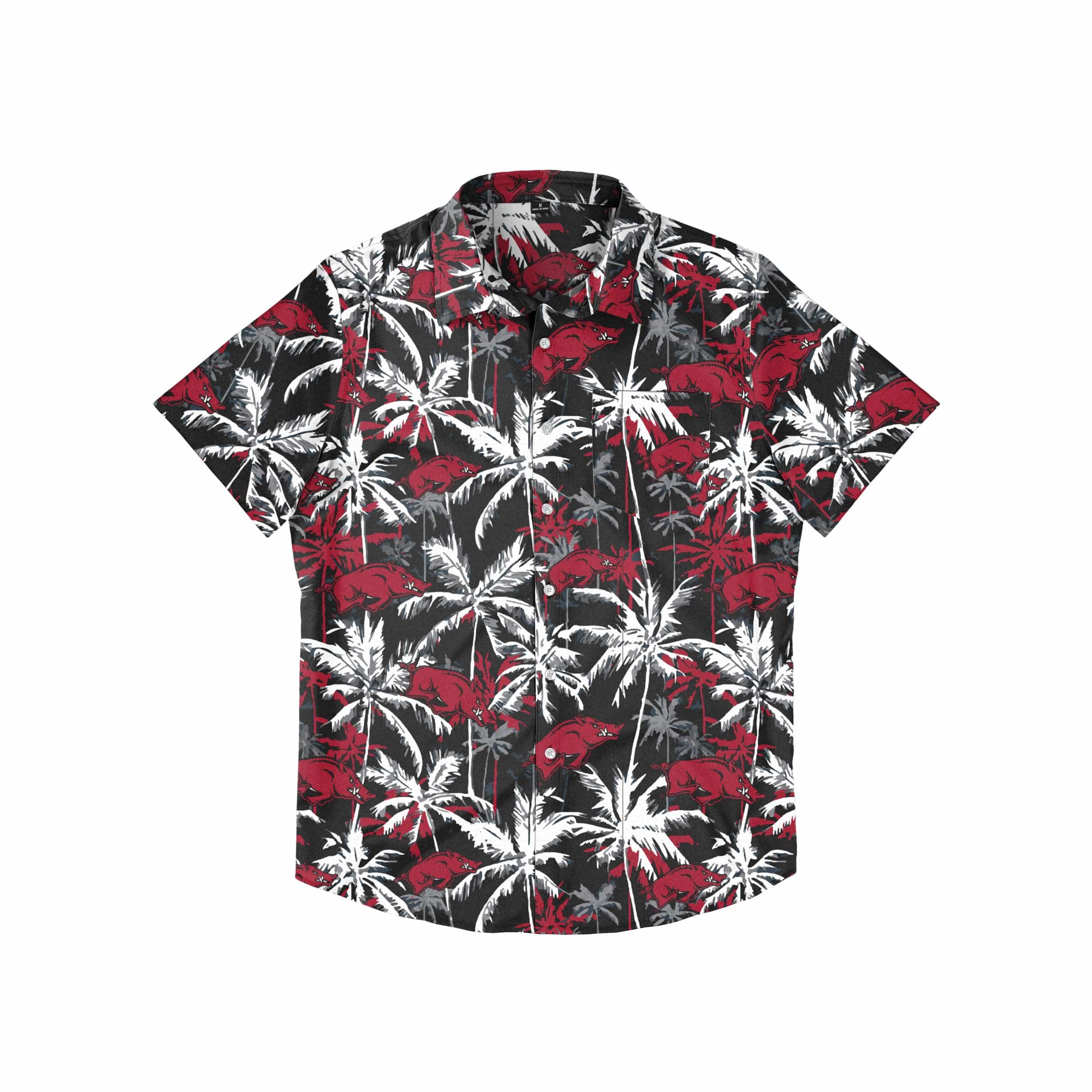 Arkansas Razorbacks NCAA Mens Black Floral Button Up Shirt