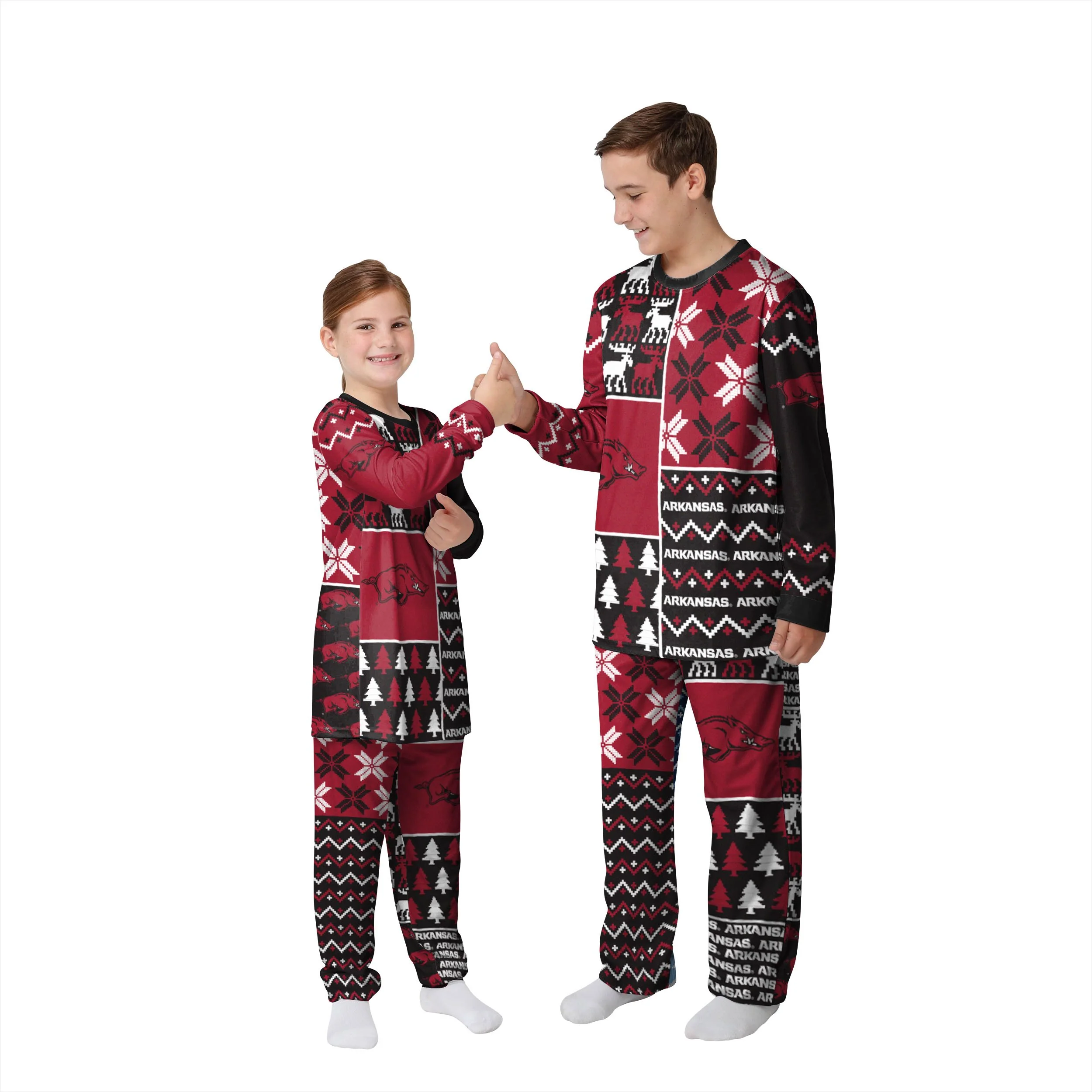Arkansas Razorbacks NCAA Busy Block Family Holiday Pajamas - Image 4