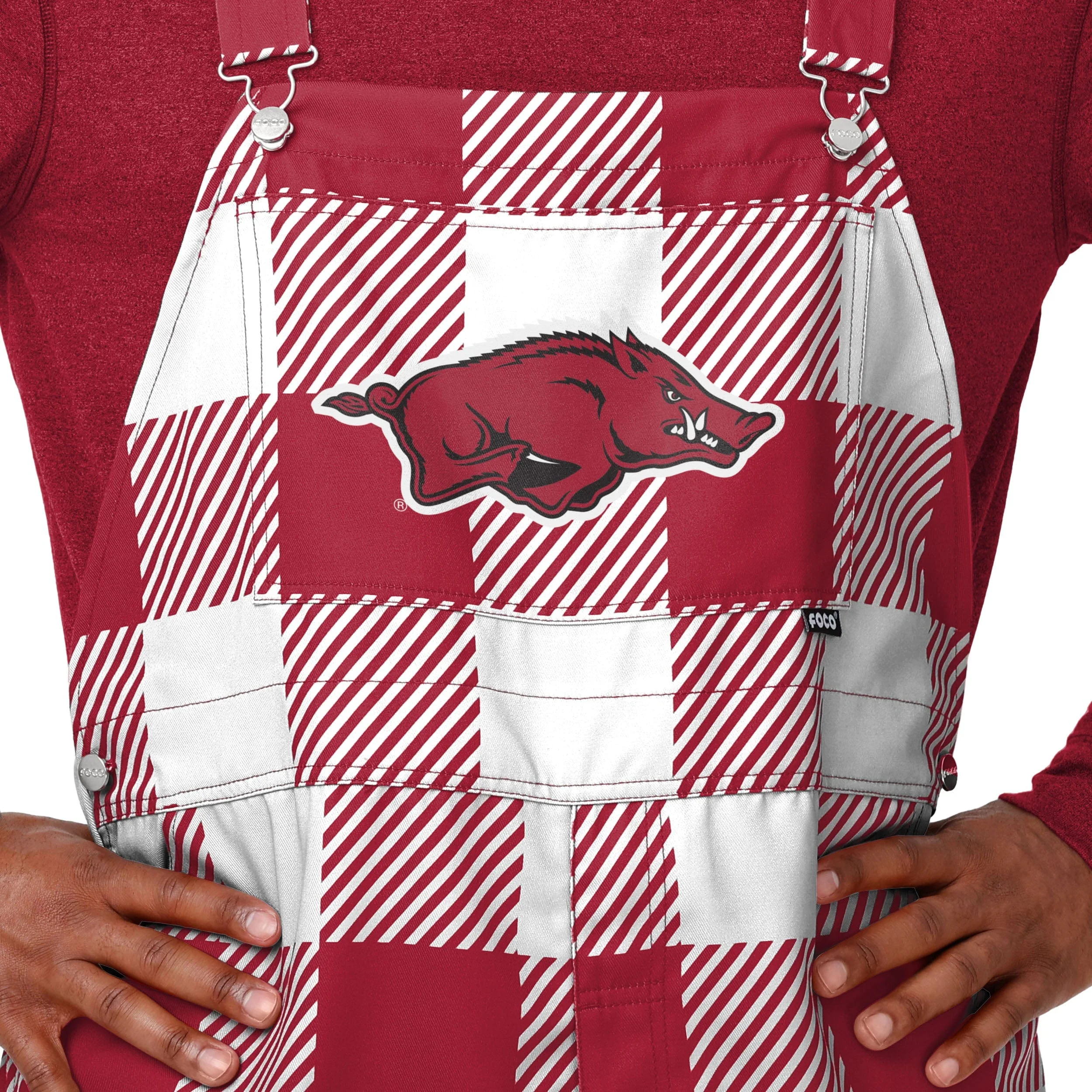 Arkansas Razorbacks NCAA Mens Plaid Bib Overalls - Image 4