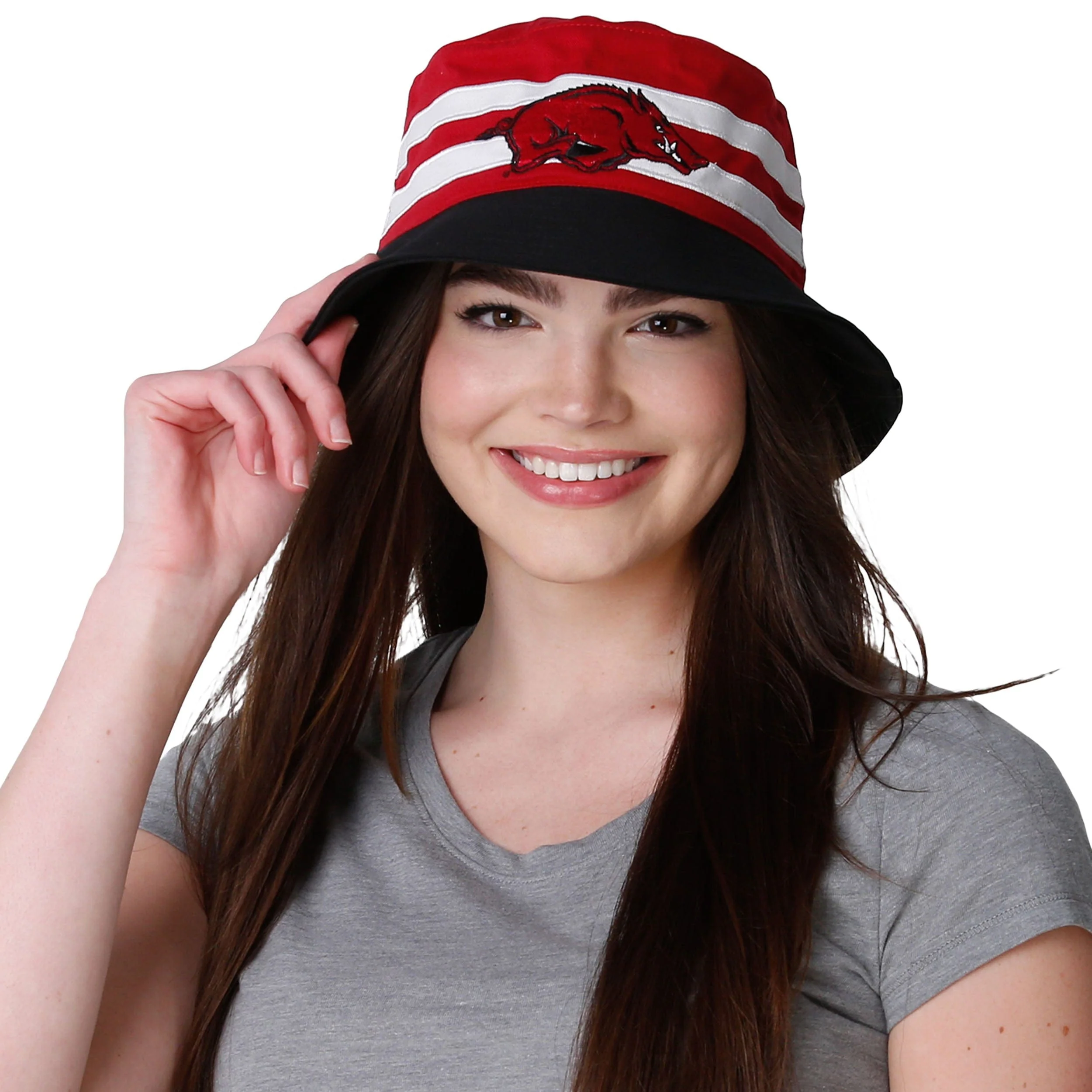 Arkansas Razorbacks NCAA Team Stripe Bucket Hat - Image 2
