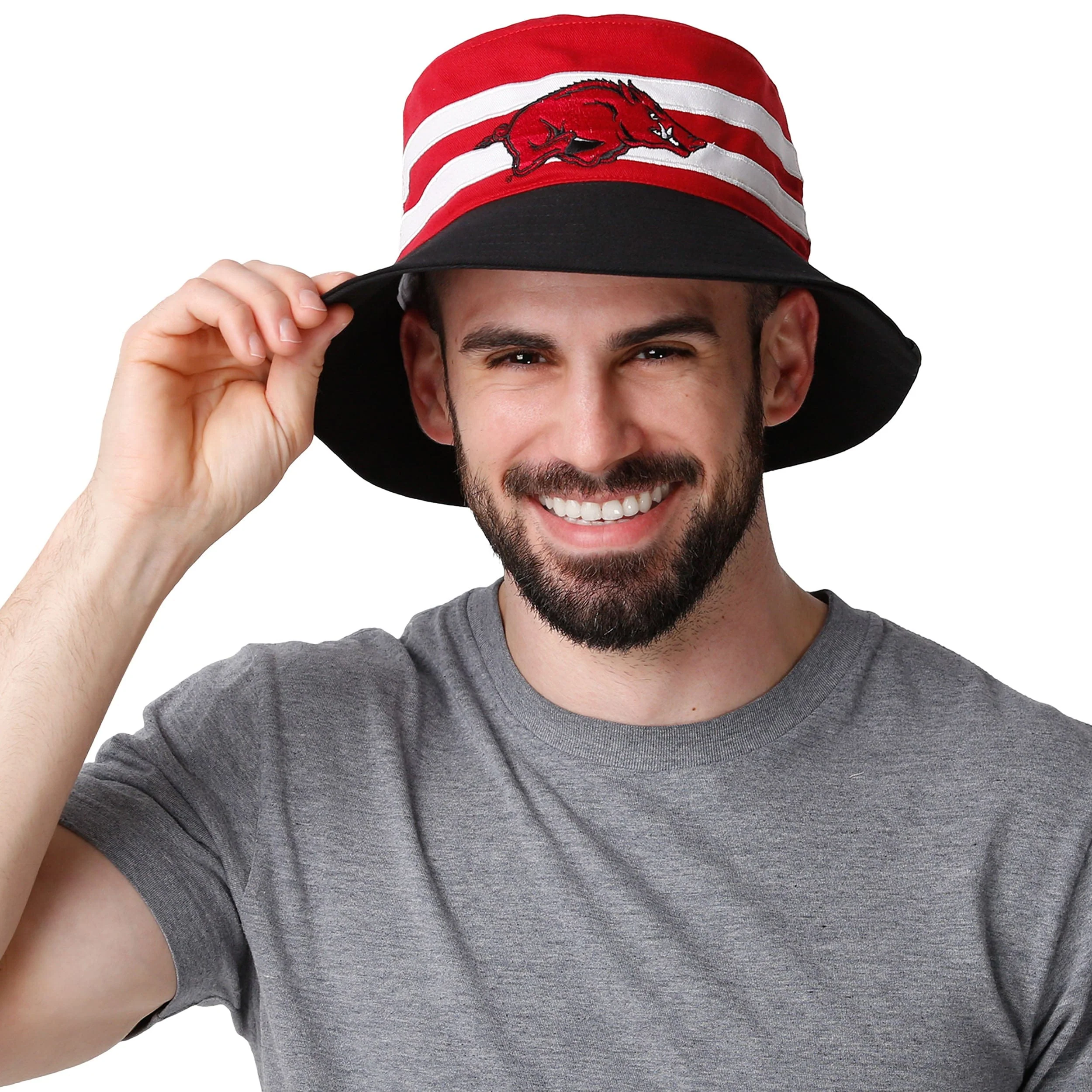 Arkansas Razorbacks NCAA Team Stripe Bucket Hat - Image 5