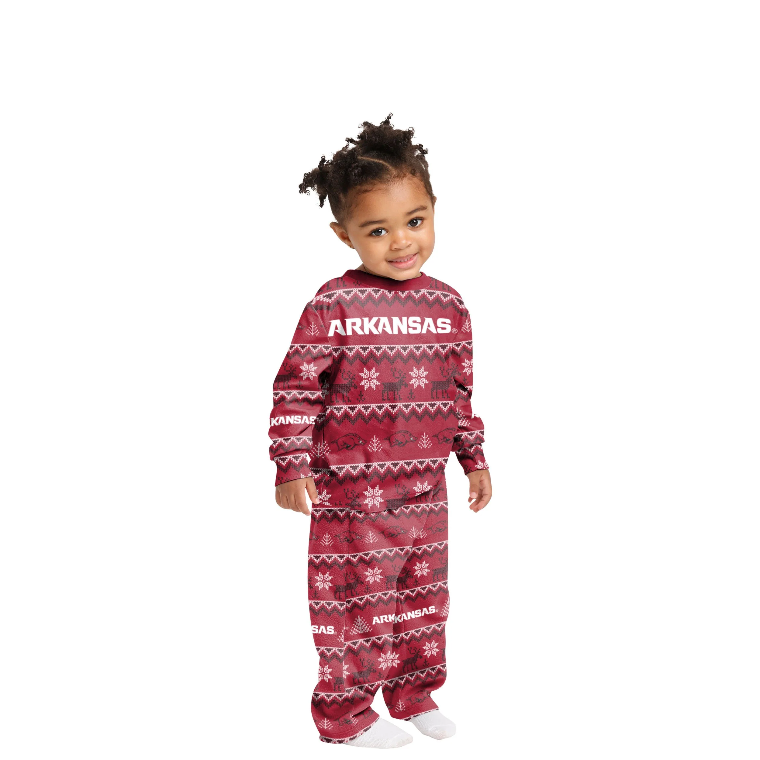 Arkansas Razorbacks NCAA Ugly Pattern Family Holiday Pajamas - Image 3