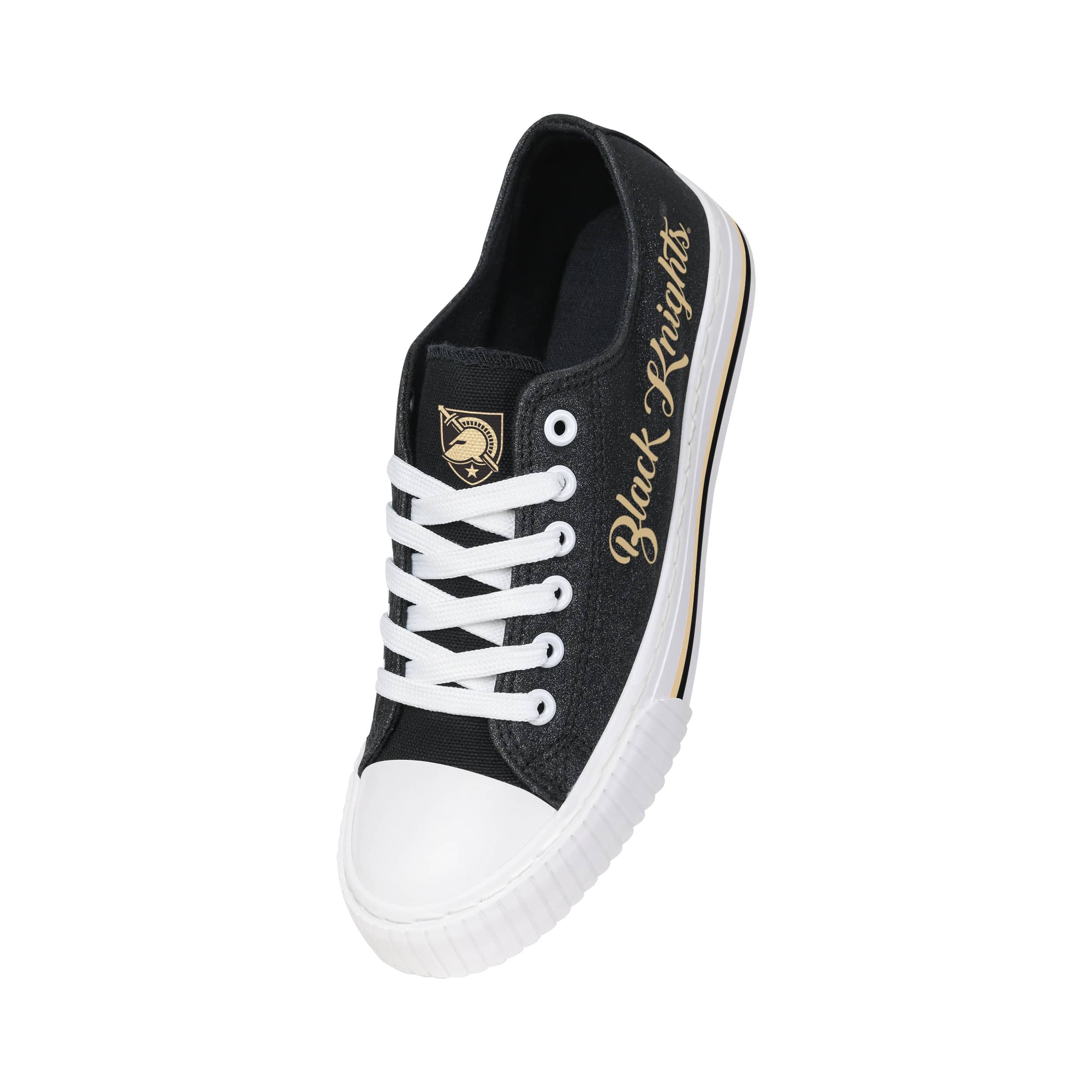 Army Black Knights NCAA Womens Color Glitter Low Top Canvas Shoes - Image 3