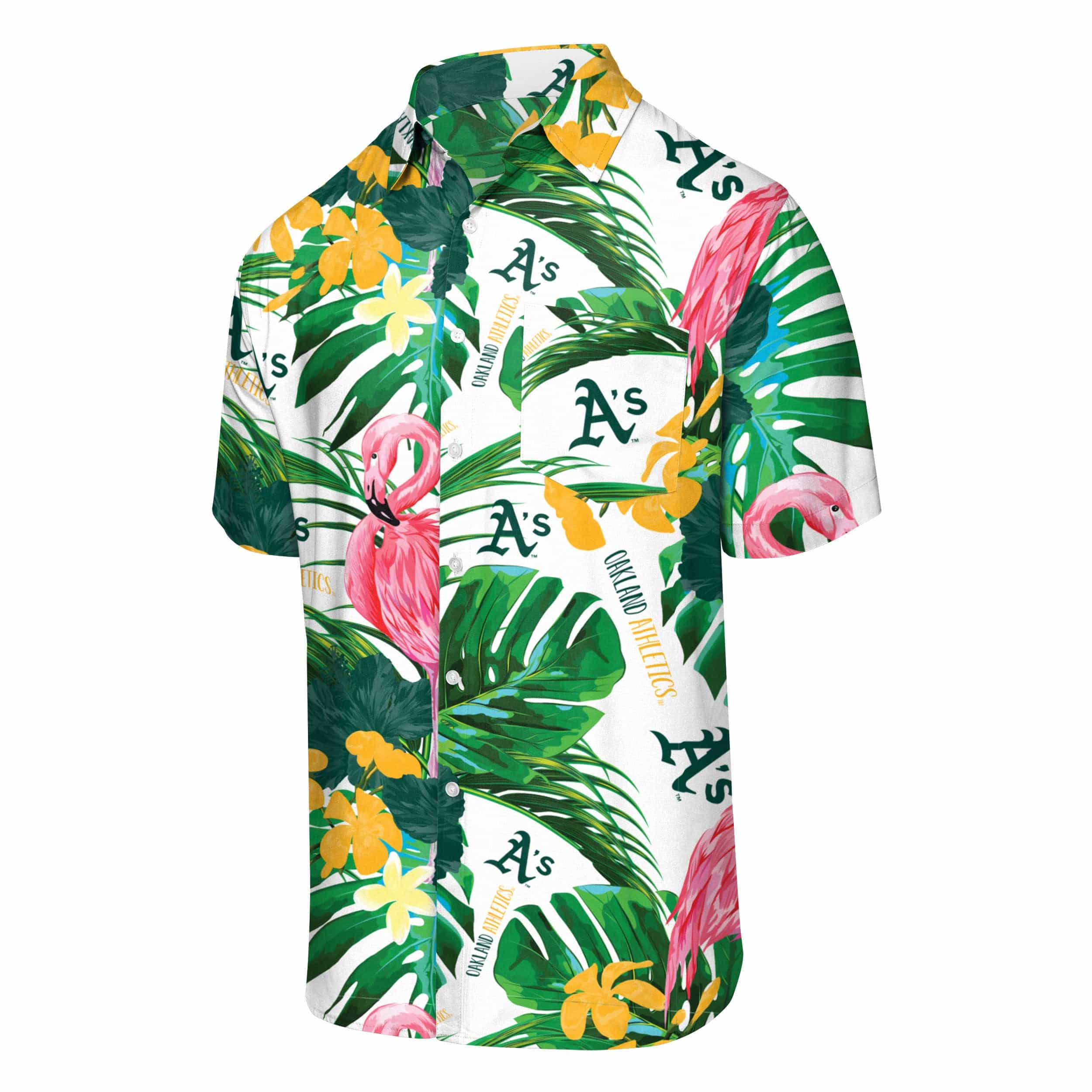 Athletics MLB Mens Flamingo Button Up Shirt - Image 4