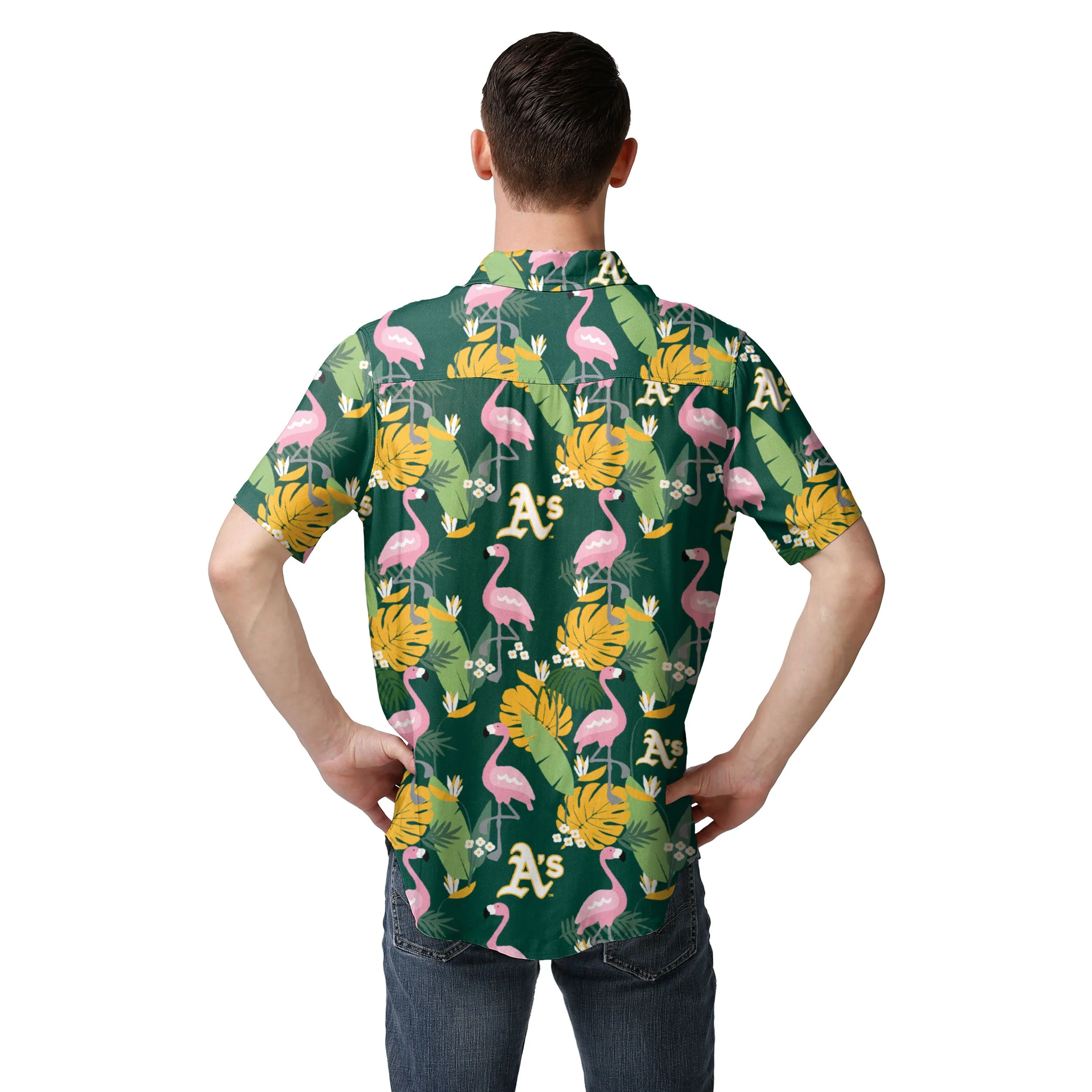 Athletics MLB Mens Floral Button Up Shirt - Image 2
