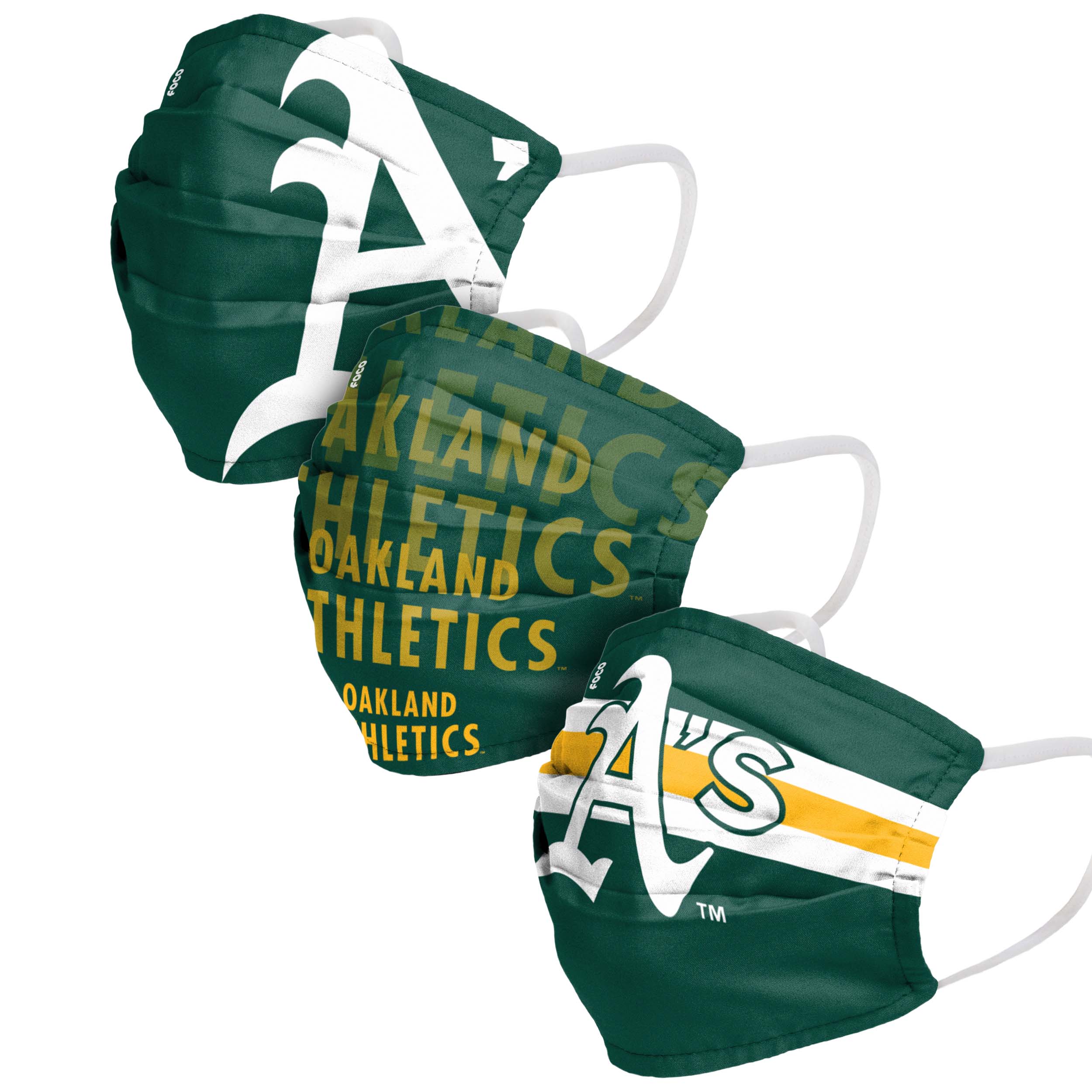 Athletics MLB Mens Matchday 3 Pack Face Cover